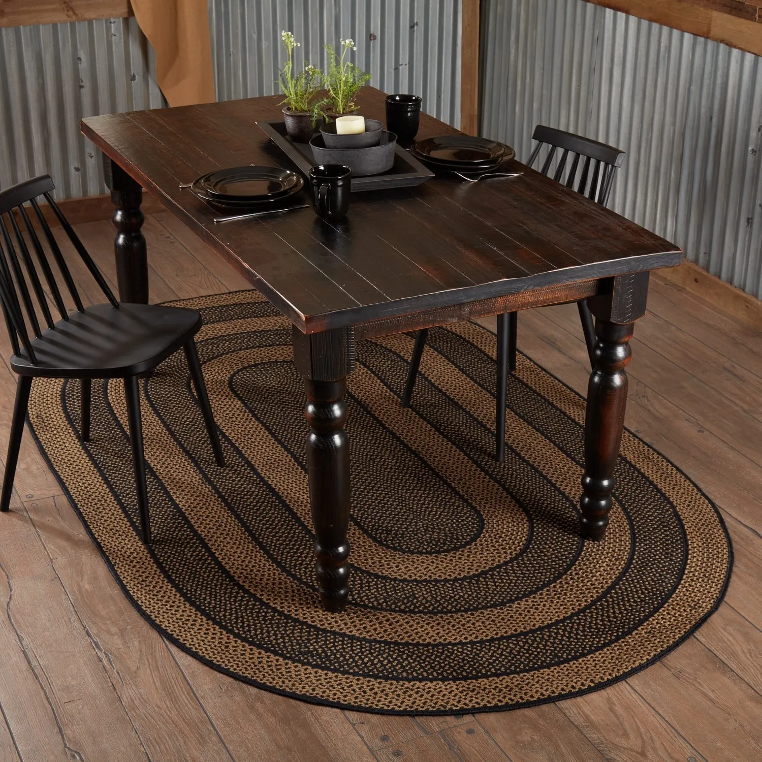 Farmhouse Jute Rug Oval w/ Pad 60x96 - 5' x 8'