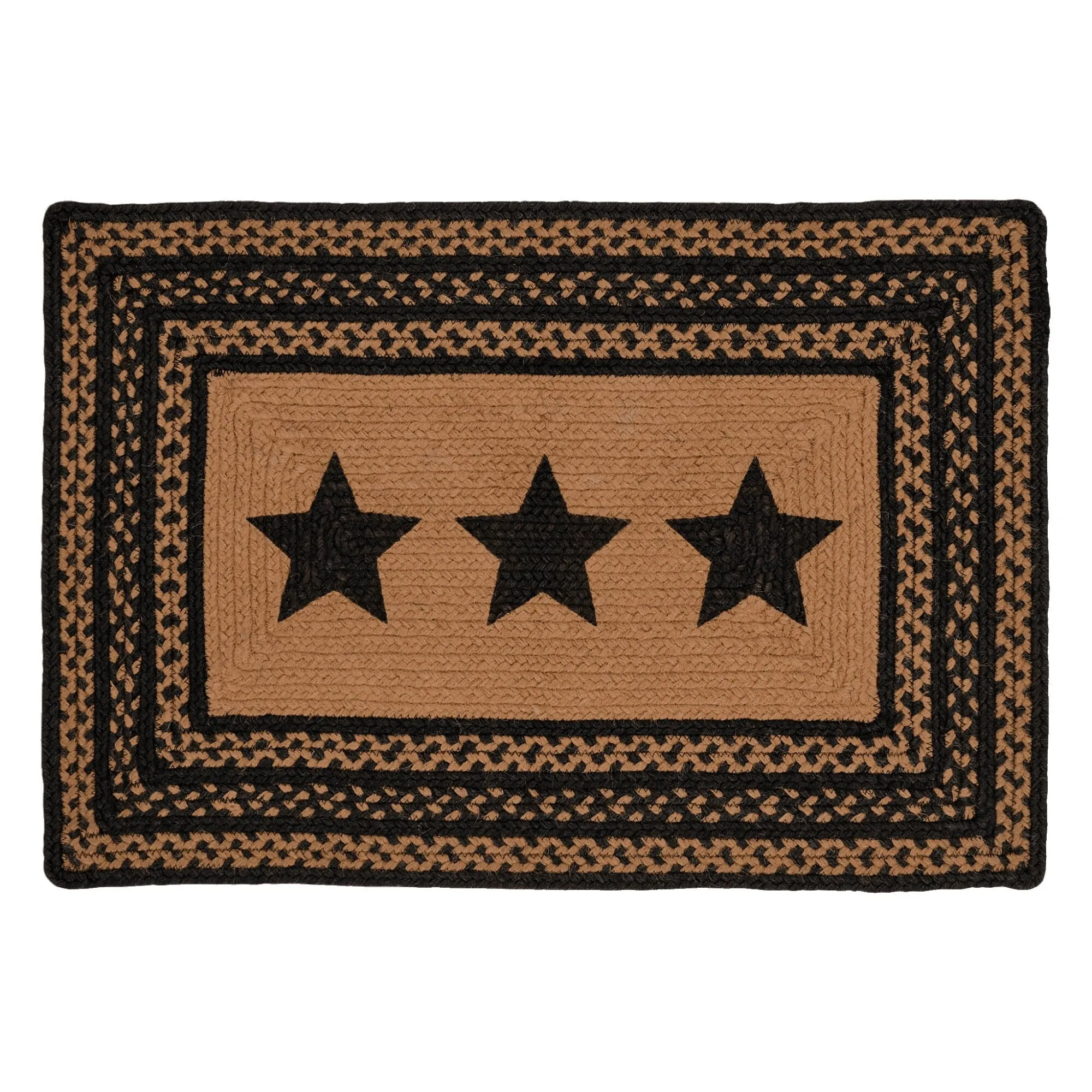 Farmhouse Jute Rug Rect Stencil Stars w/ Pad 20x30 - 20x30