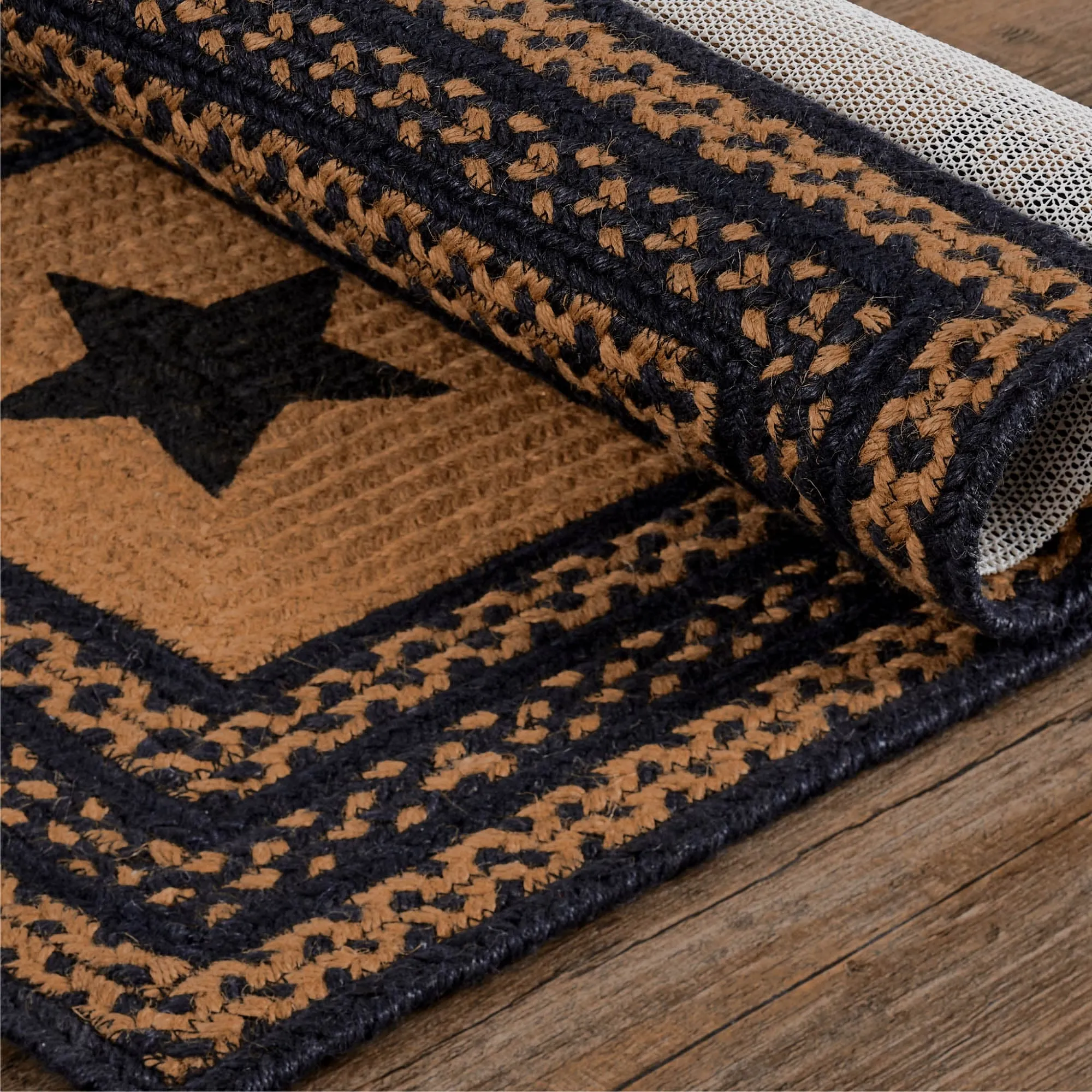 Farmhouse Jute Rug Rect Stencil Stars w/ Pad 20x30 - 20x30