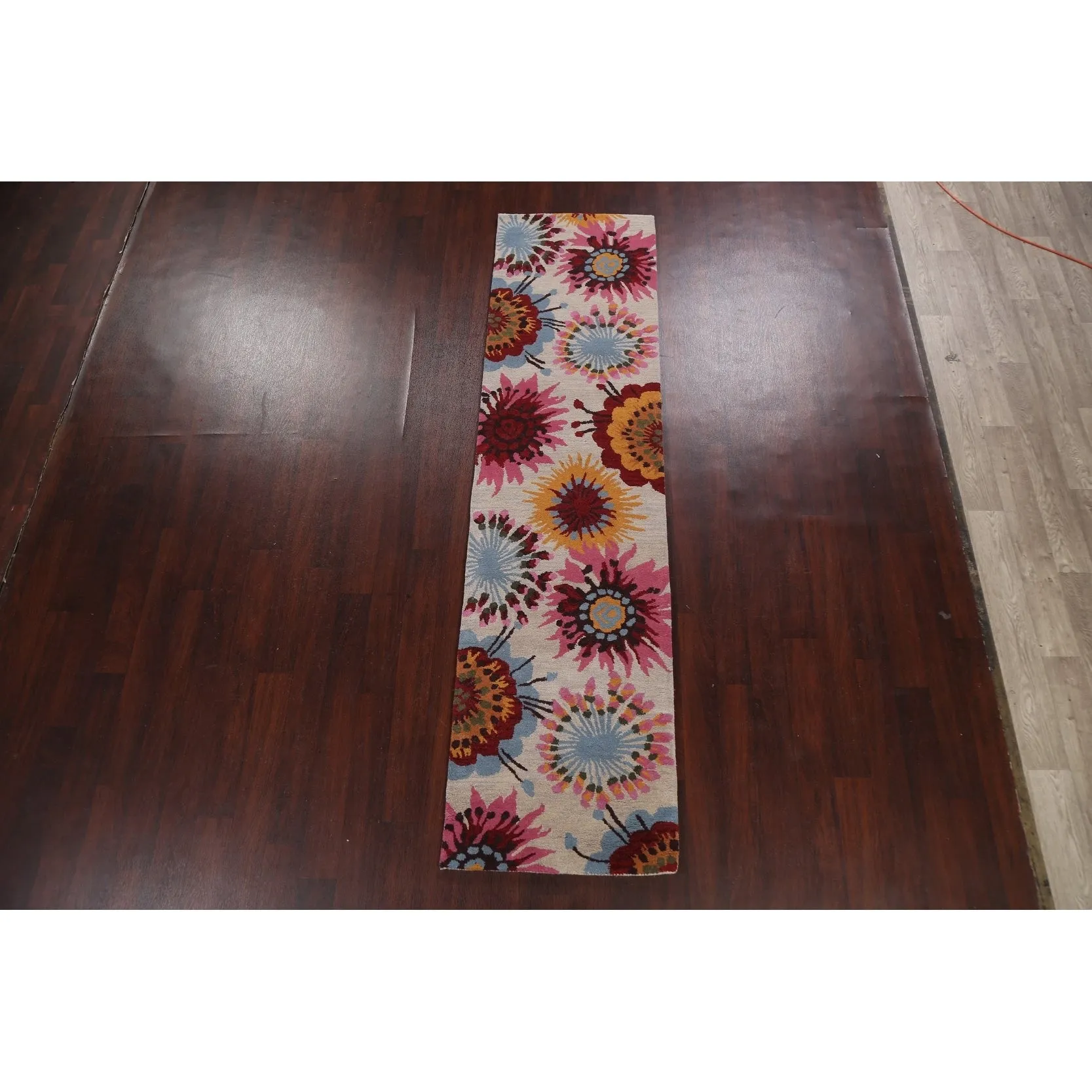 Floral Contemporary Oriental Staircase Runner Rug Wool Hand-tufted - 2'7 x 9'10