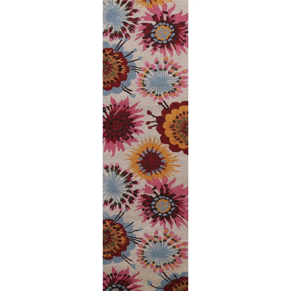 Floral Contemporary Oriental Staircase Runner Rug Wool Hand-tufted - 2'7 x 9'10
