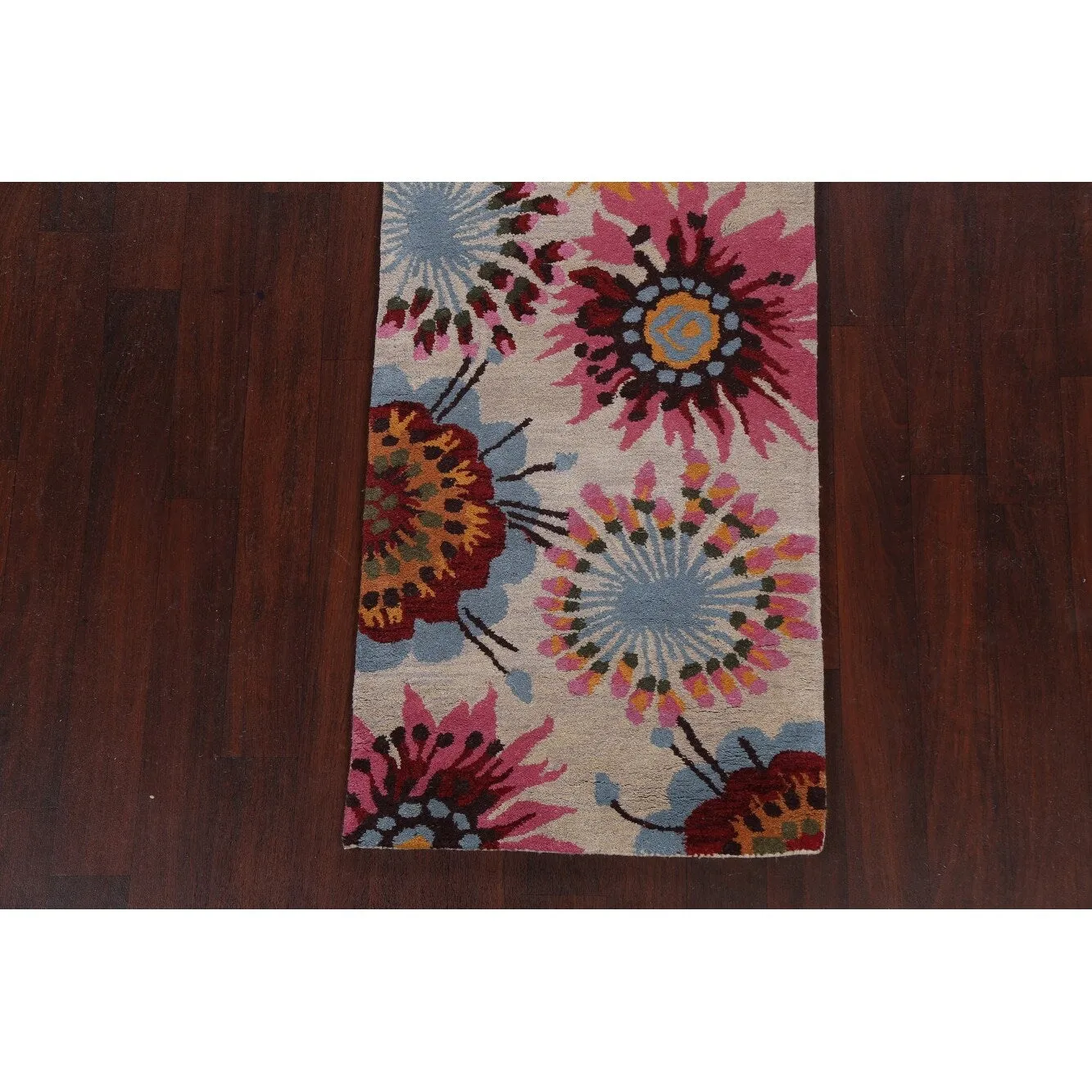 Floral Contemporary Oriental Staircase Runner Rug Wool Hand-tufted - 2'7 x 9'10