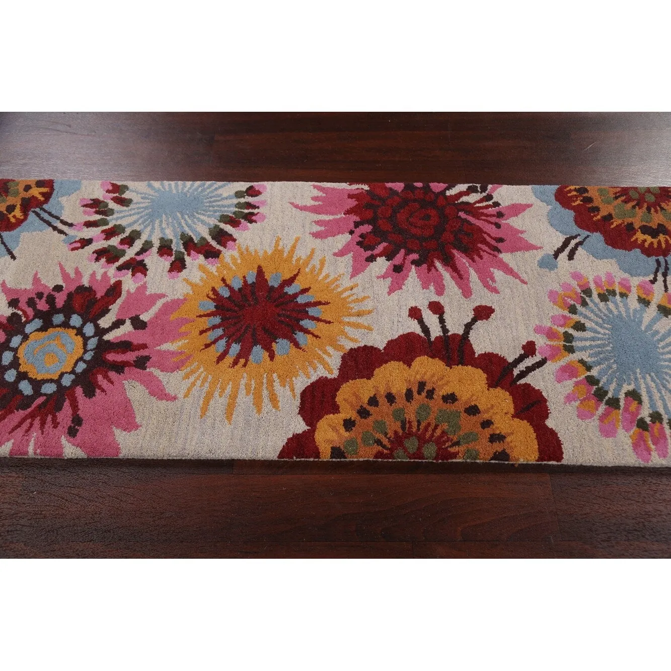 Floral Contemporary Oriental Staircase Runner Rug Wool Hand-tufted - 2'7 x 9'10