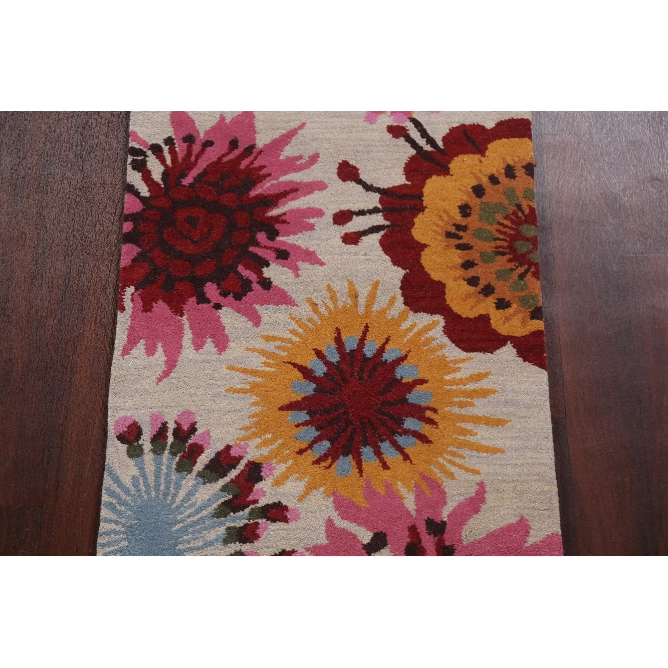 Floral Contemporary Oriental Staircase Runner Rug Wool Hand-tufted - 2'7 x 9'10