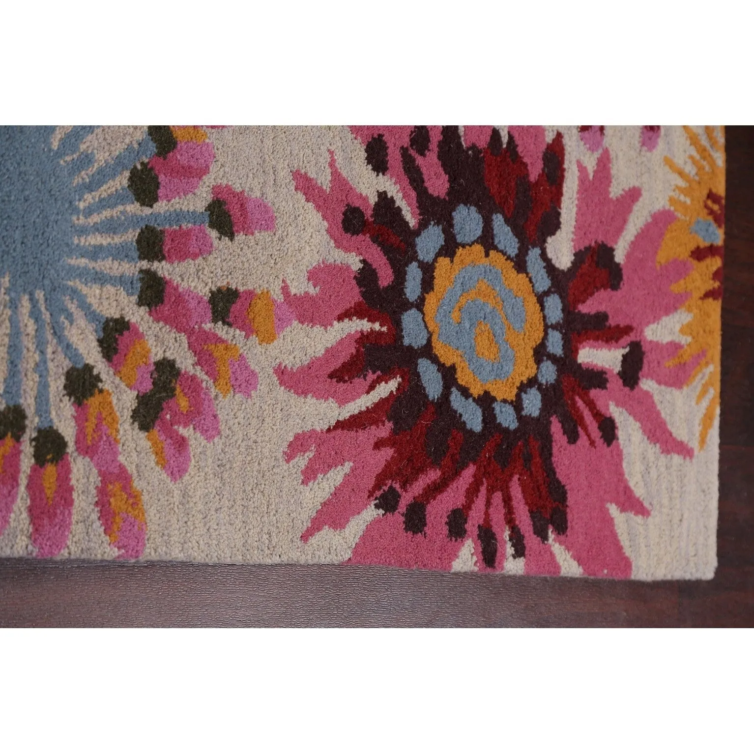 Floral Contemporary Oriental Staircase Runner Rug Wool Hand-tufted - 2'7 x 9'10