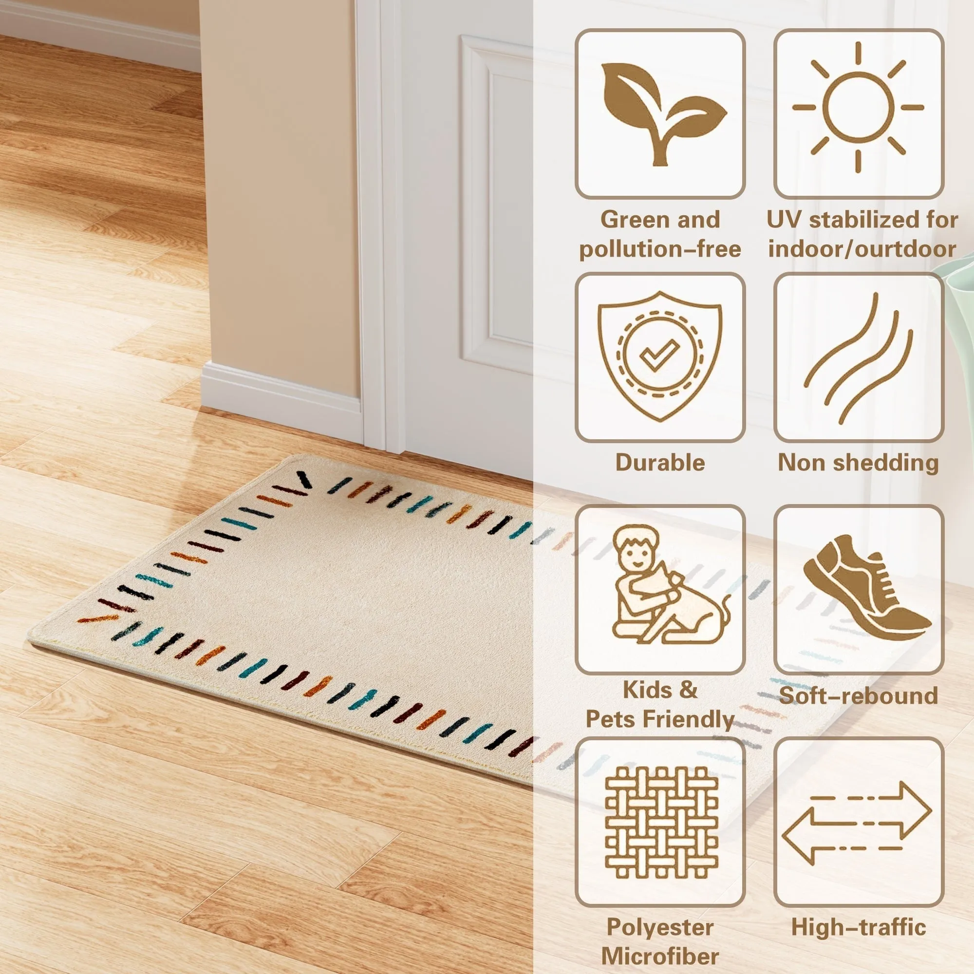Front Door Mat Entry Doormat Non Slip Thin Washable Inside Entryway Mats for Home Entrance