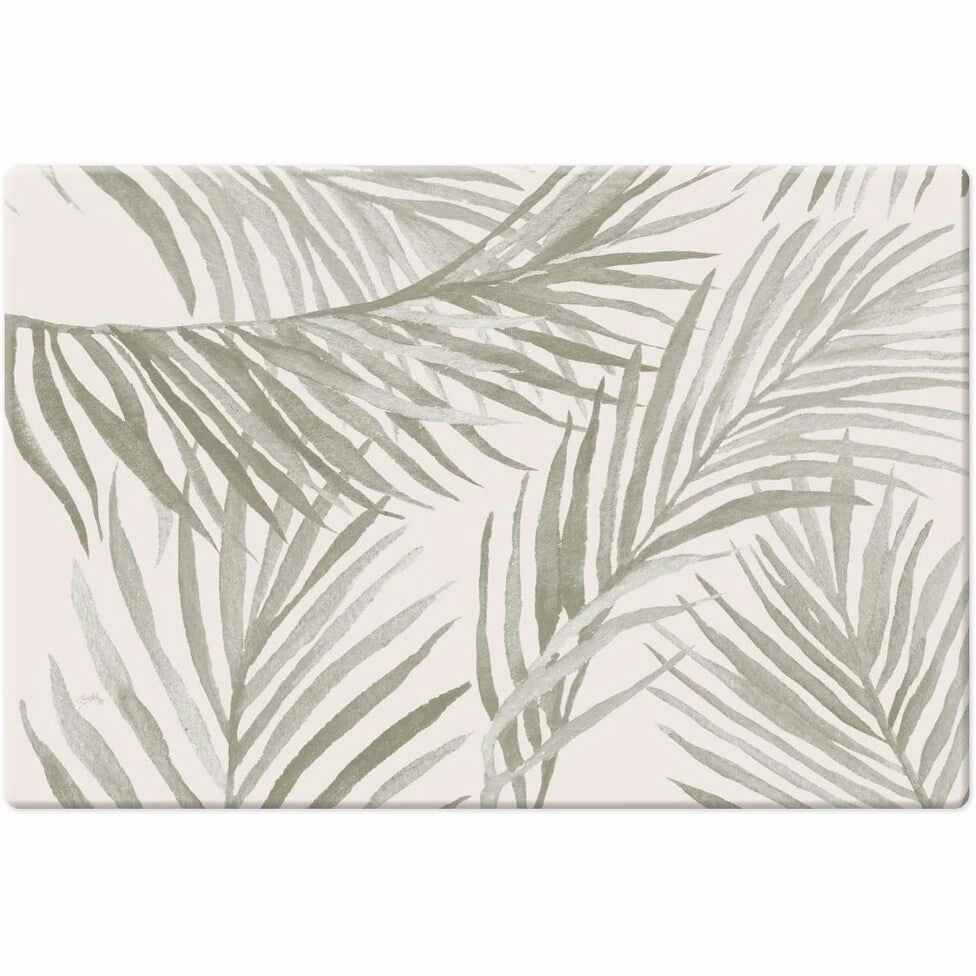 Grey Palm Fronds 30 x 20 Comfort Floor Mat Manufactured in The USA. Waterproof. Reduces Muscle Fatigue. Easy to Clean - 30x20