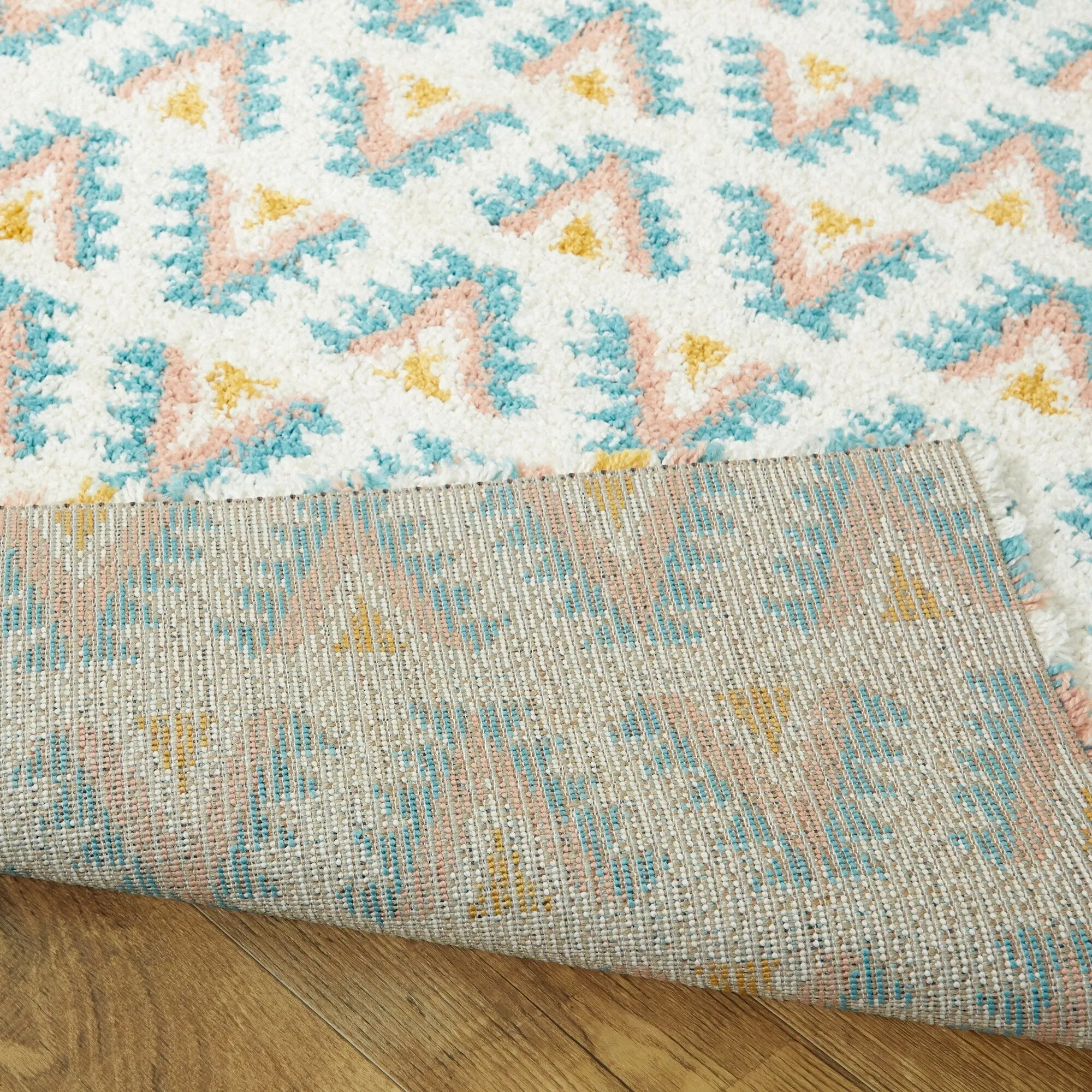 Hadley Geometric Chevron Stripe Shag Area Rug