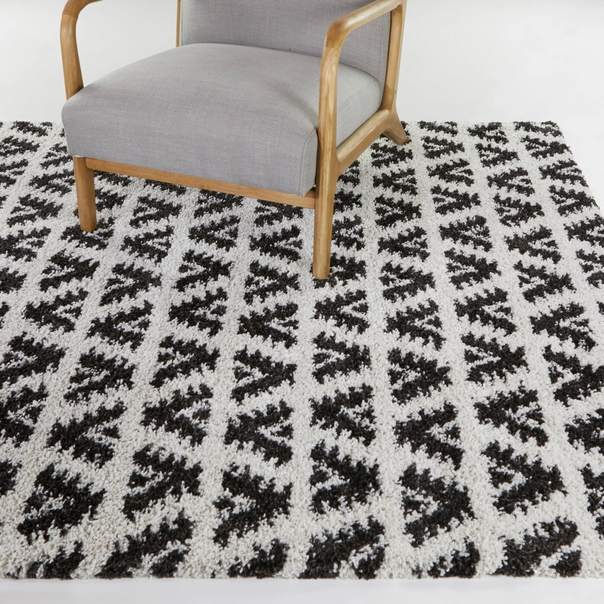Hadley Geometric Chevron Stripe Shag Area Rug