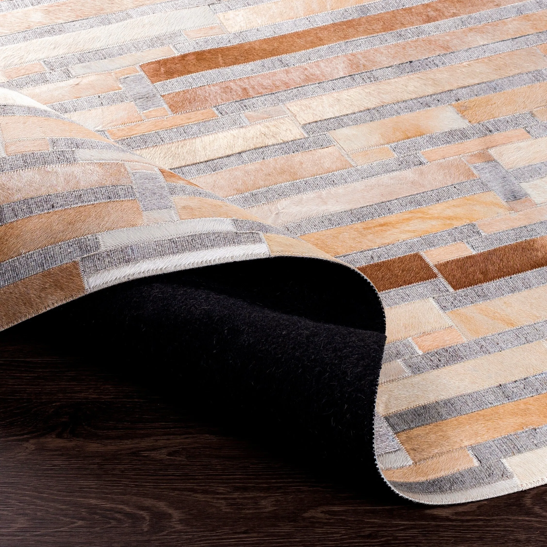 Hand-Crafted Euclid Viscose & Hair-on-hide Area Rug