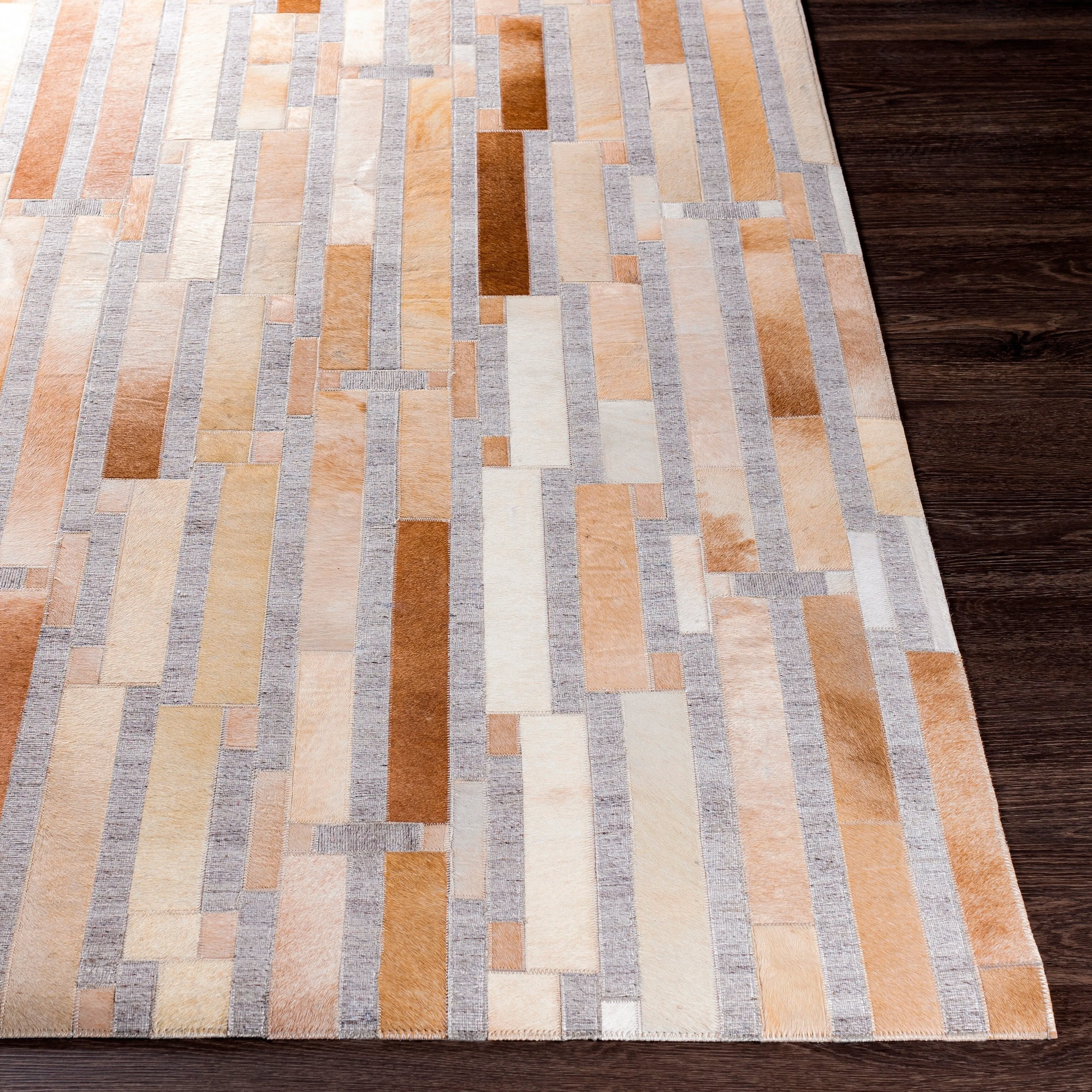 Hand-Crafted Euclid Viscose & Hair-on-hide Area Rug