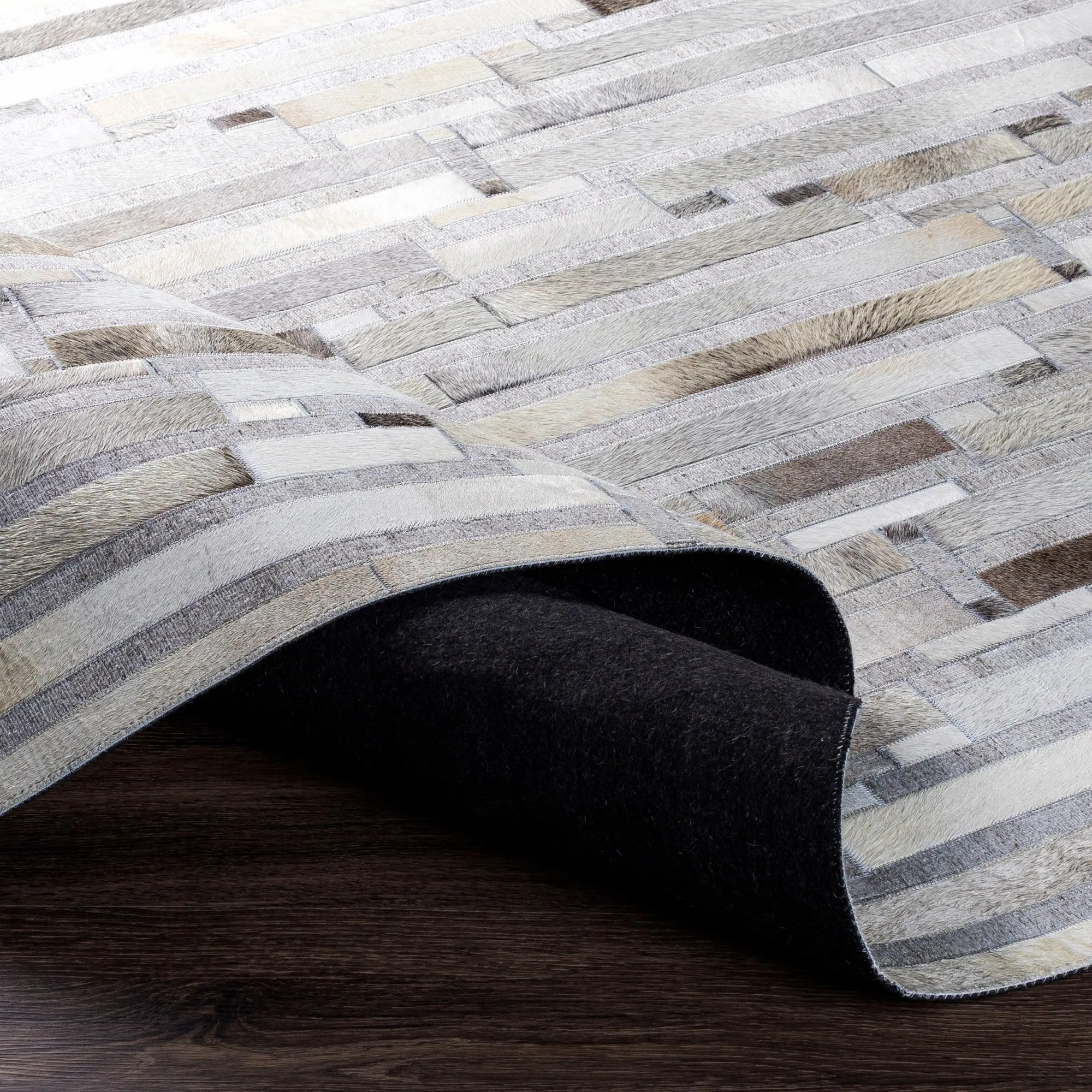 Hand-Crafted Euclid Viscose & Hair-on-hide Area Rug