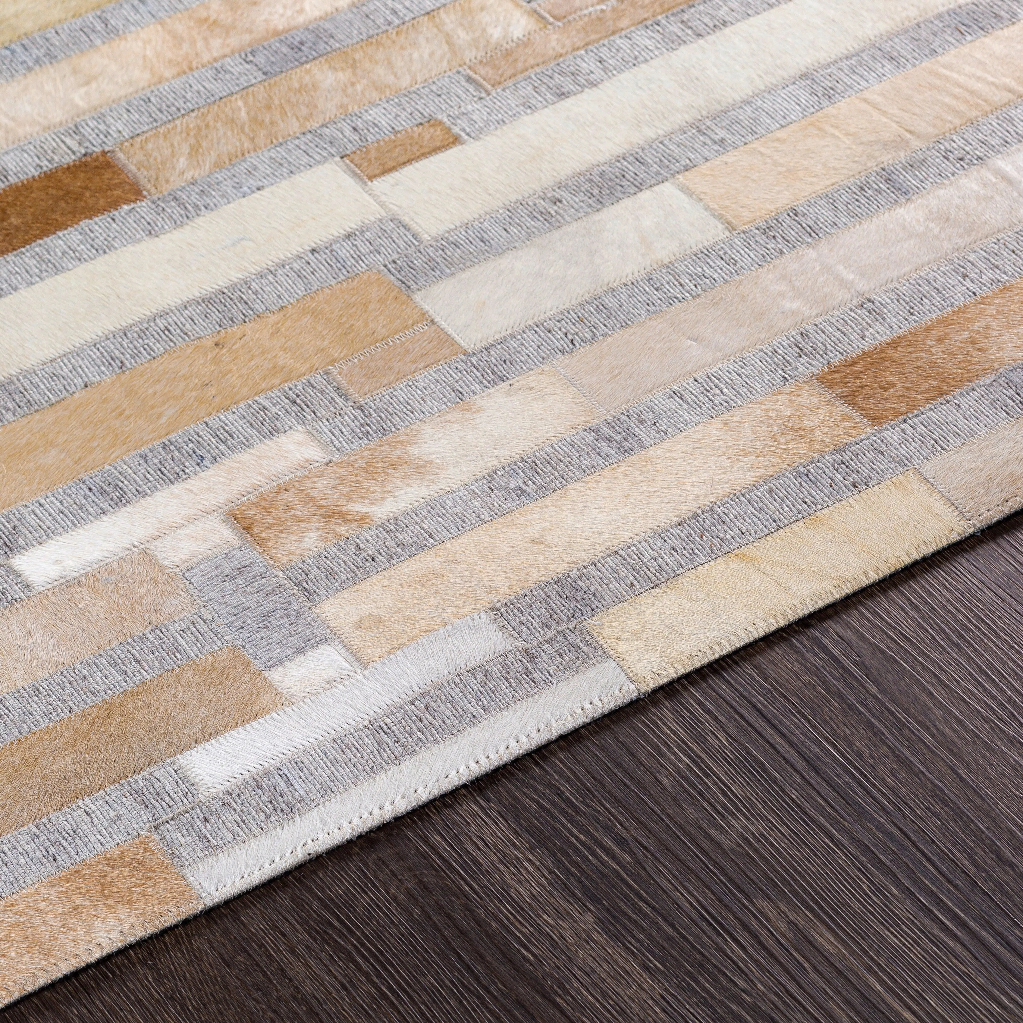 Hand-Crafted Euclid Viscose & Hair-on-hide Area Rug