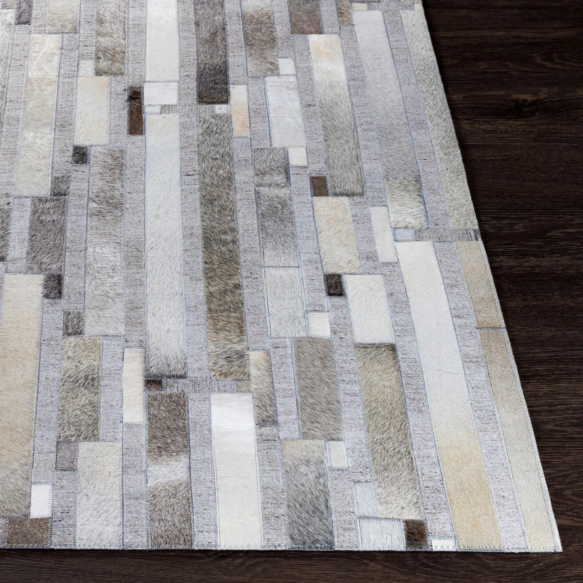 Hand-Crafted Euclid Viscose & Hair-on-hide Area Rug