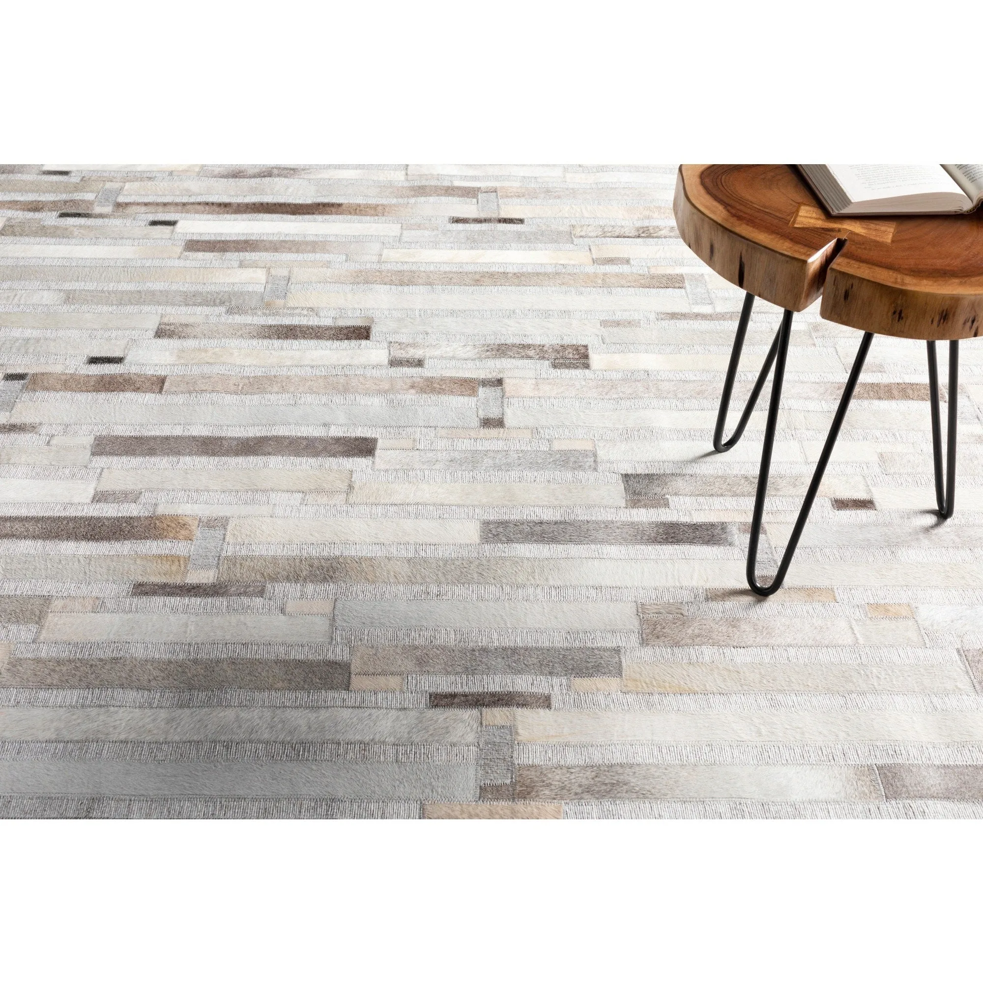 Hand-Crafted Euclid Viscose & Hair-on-hide Area Rug