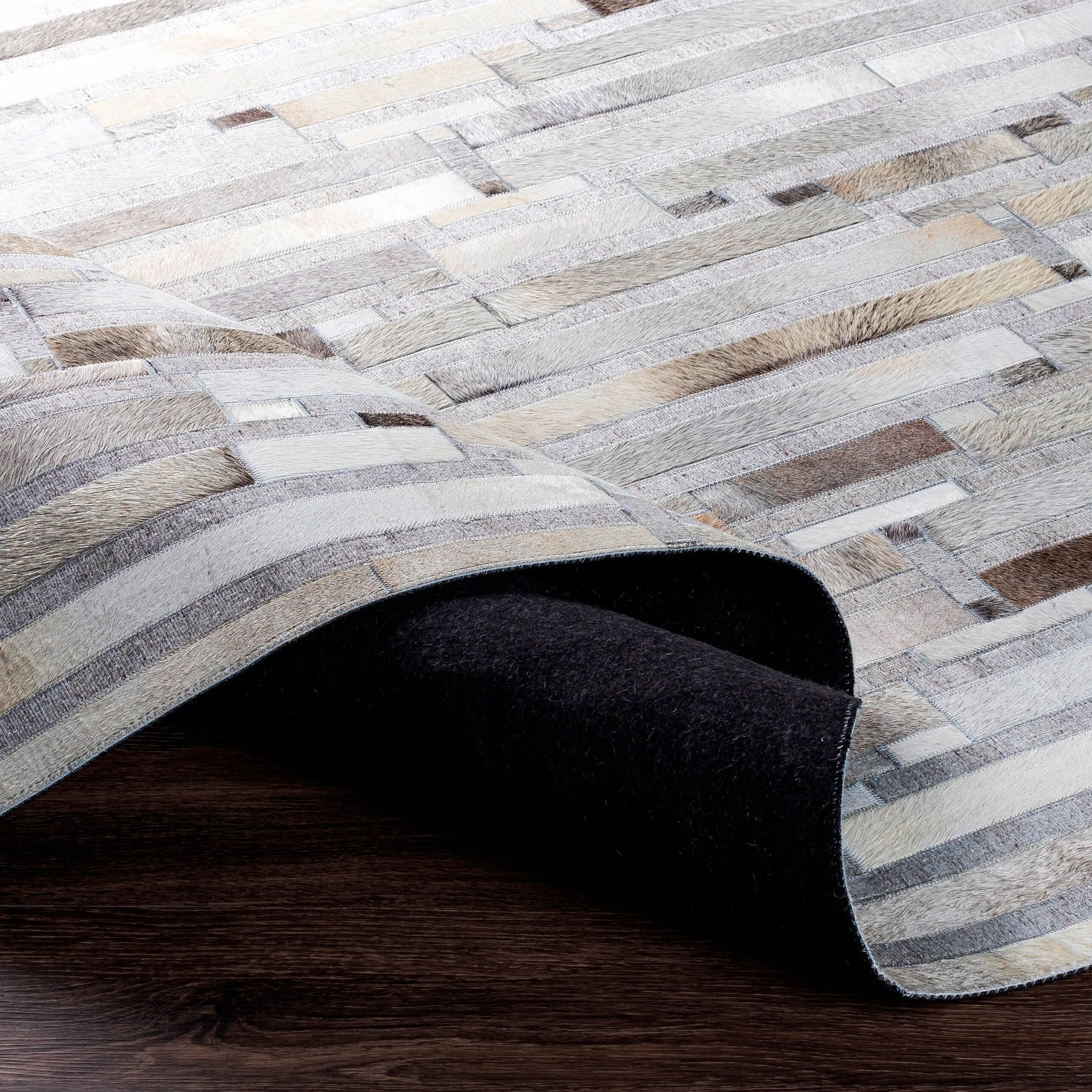Hand-Crafted Euclid Viscose & Hair-on-hide Area Rug