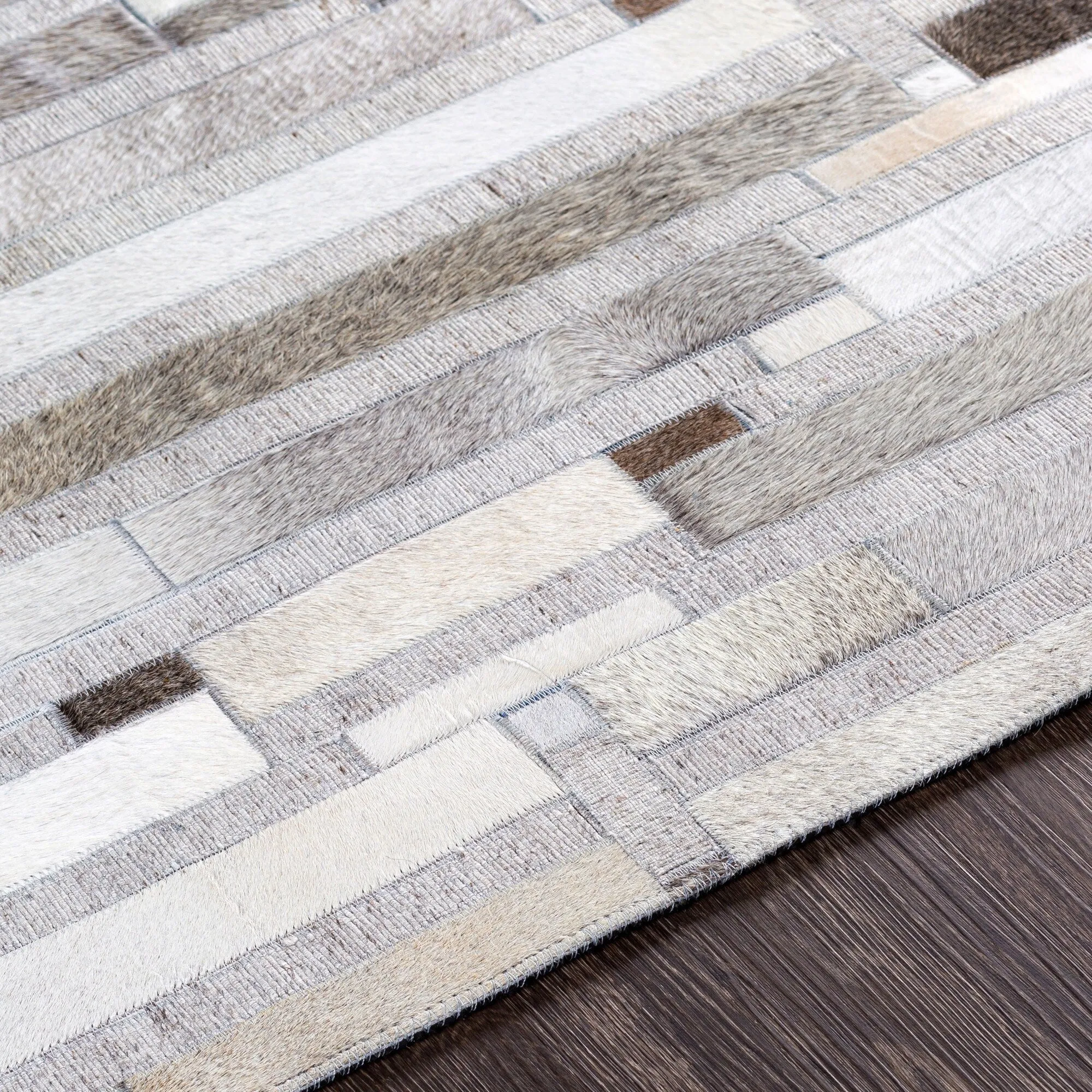 Hand-Crafted Euclid Viscose & Hair-on-hide Area Rug