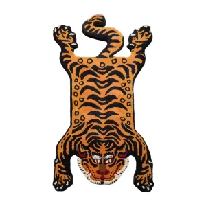 Hand Tufted Hand Made Wool Tiger Novelty Oriental Area Rug Orange - 3' x 5'
