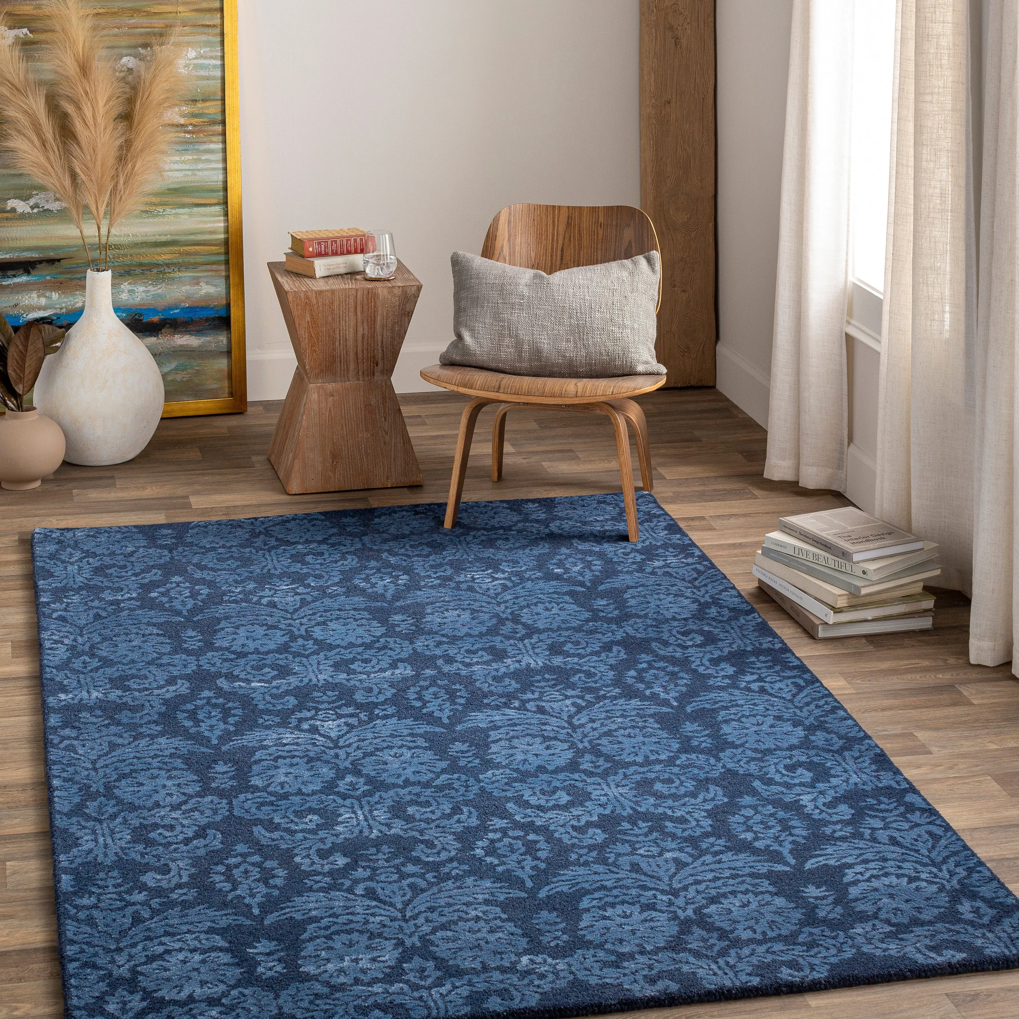 Hand-Tufted Horsham Damask Viscose Area Rug
