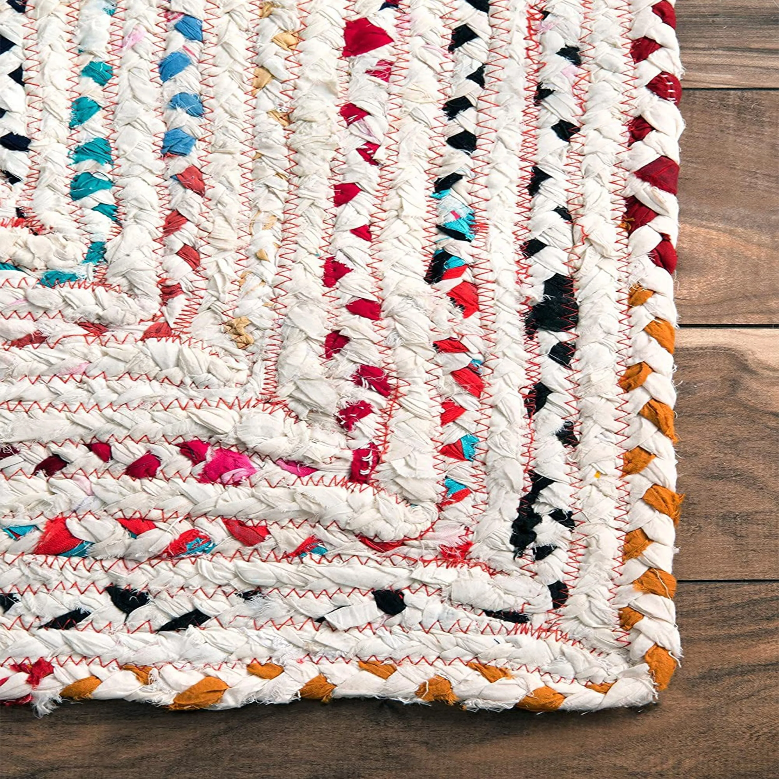 Handmade Braided Cotton Jute Multi-Color Country Area Rugs