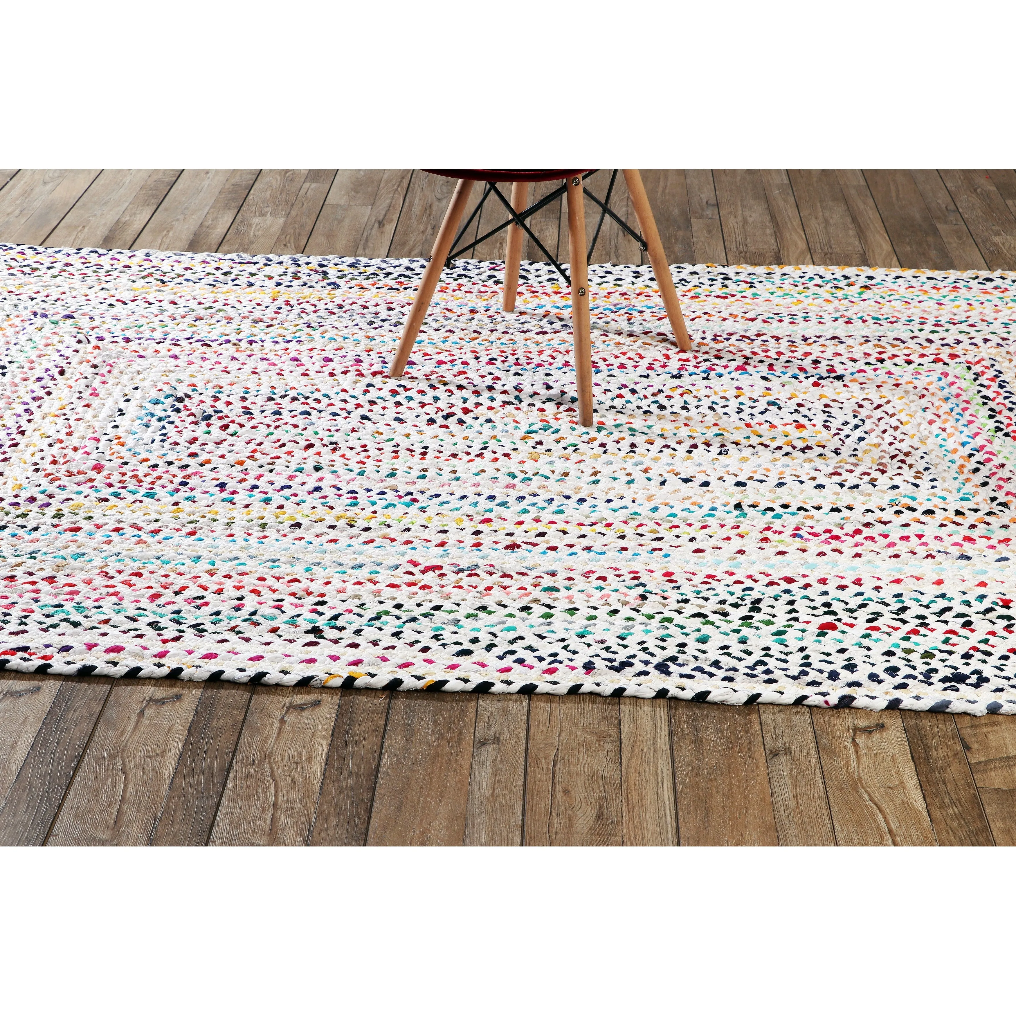 Handmade Braided Cotton Jute Multi-Color Country Area Rugs