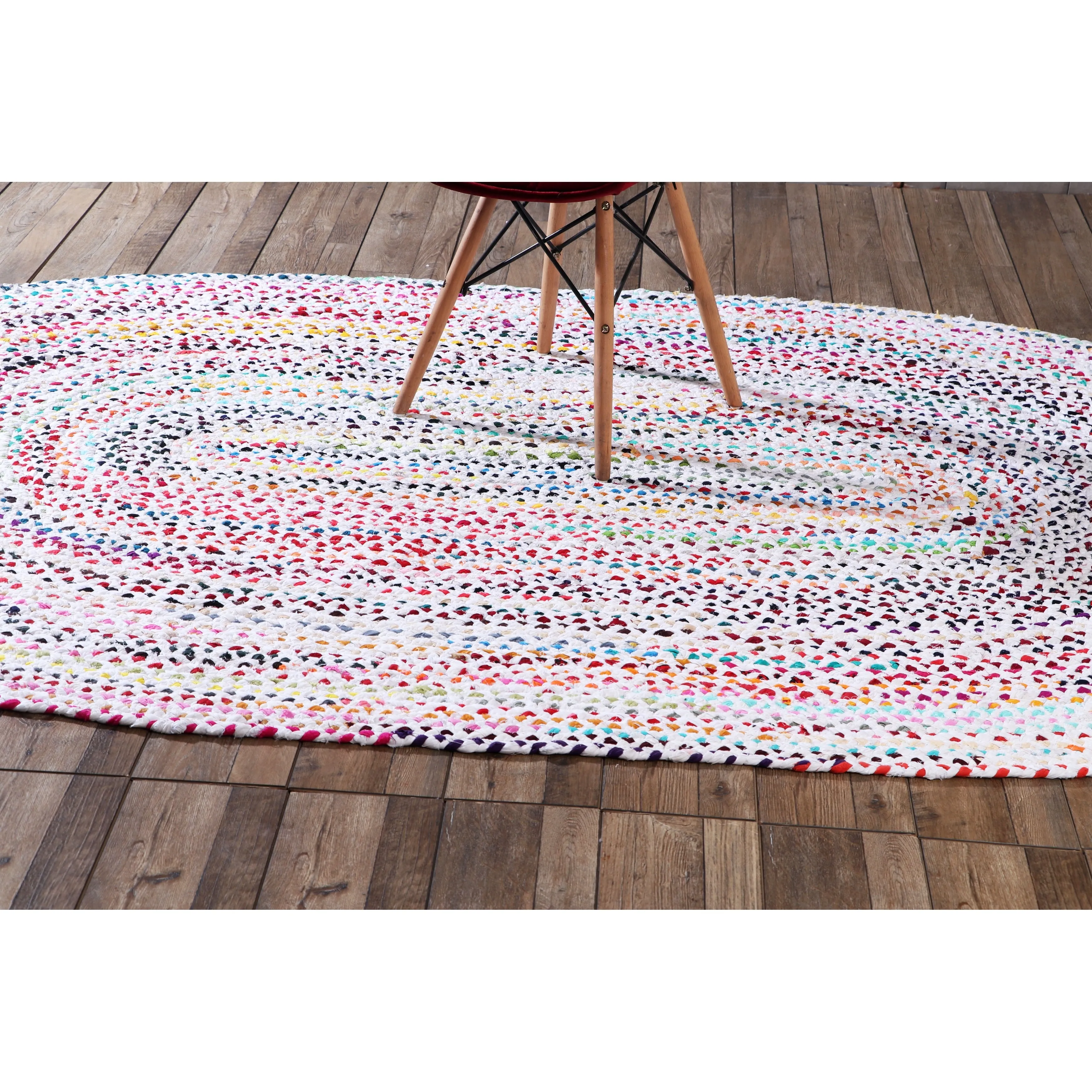 Handmade Braided Cotton Jute Multi-Color Country Area Rugs