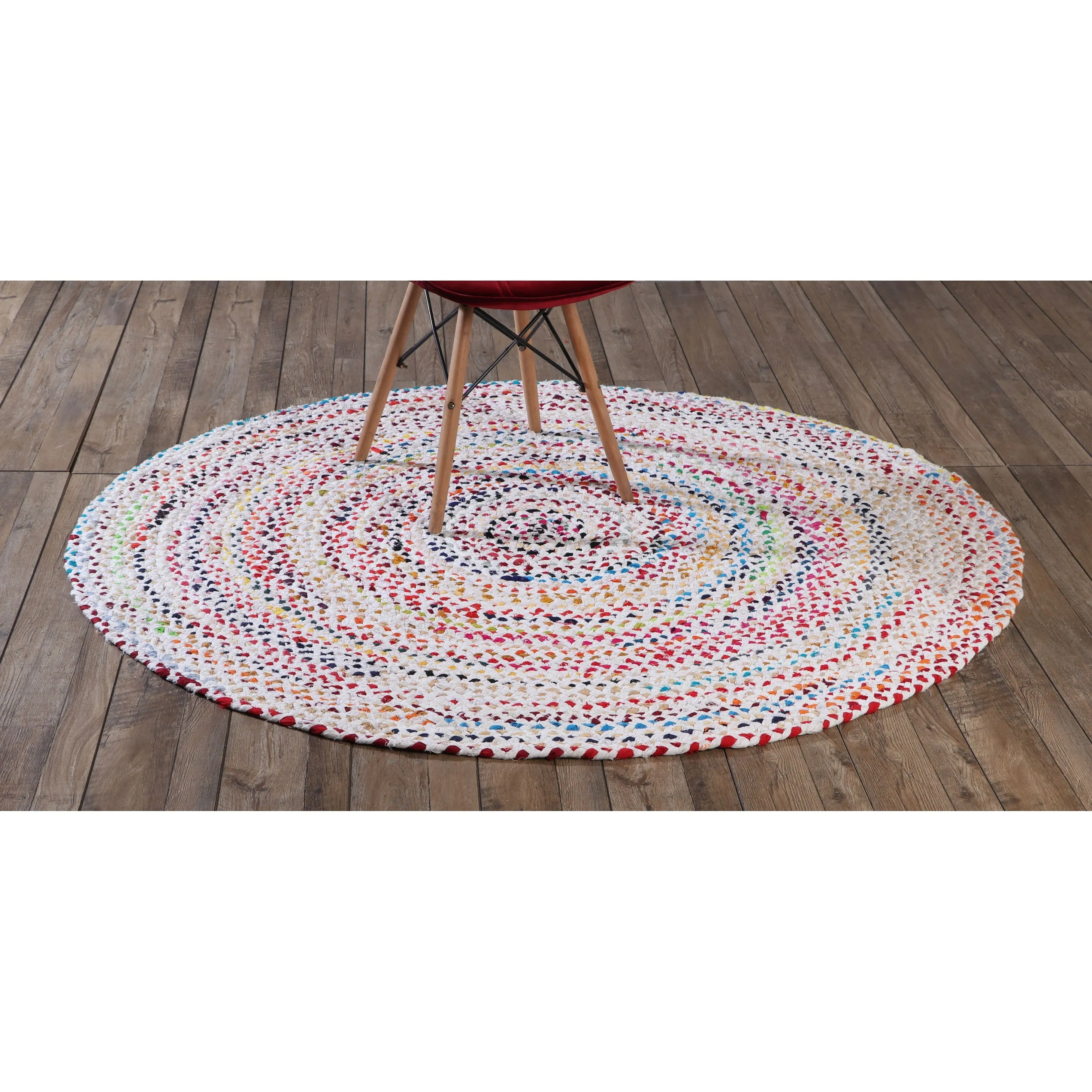 Handmade Braided Cotton Jute Multi-Color Country Area Rugs
