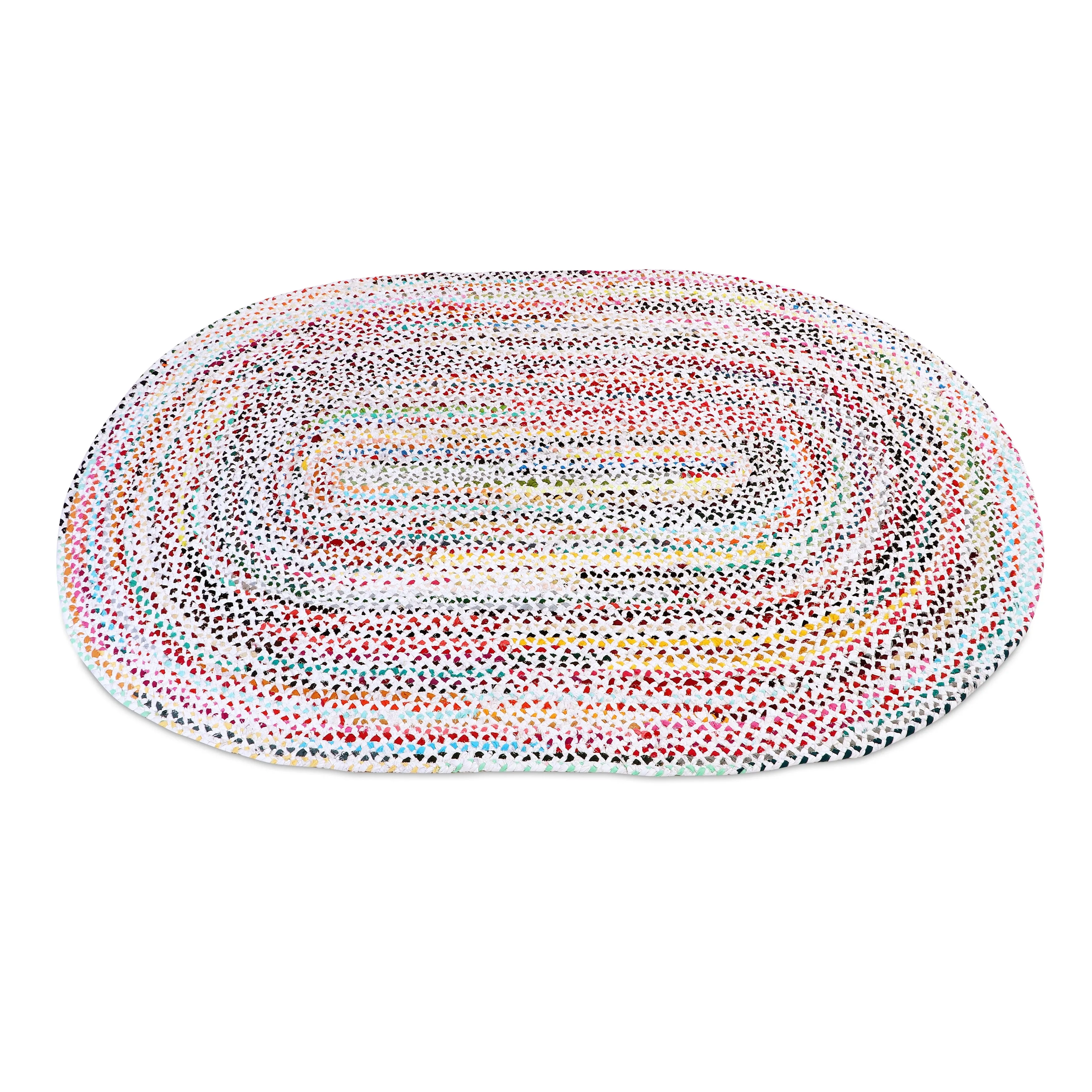 Handmade Braided Cotton Jute Multi-Color Country Area Rugs