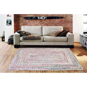Handmade Flatweave Cotton Ivory | Multi Reversible Traditional Boho Area Rug for Living Room. Kitchen. Bedroom Home Decoration