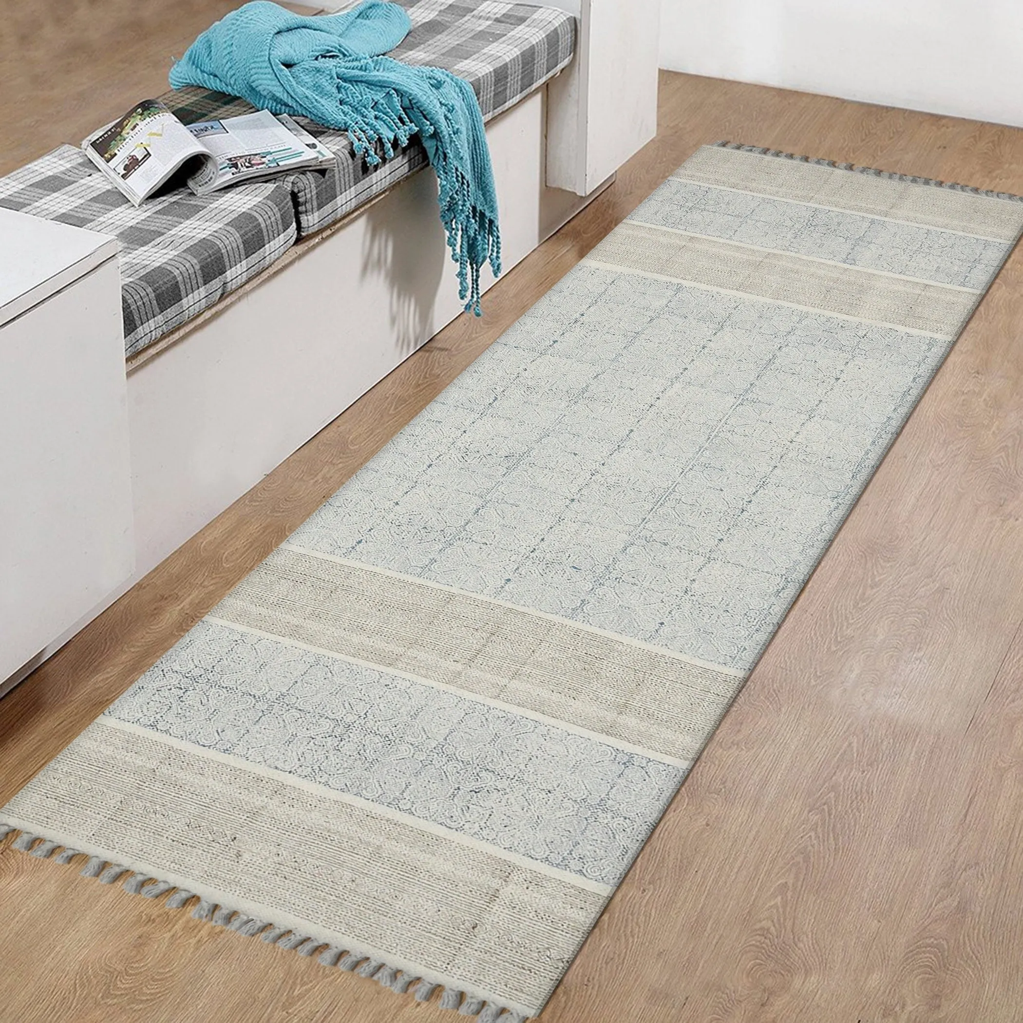 Handmade Transitional Oriental Flatweave Cotton Rug