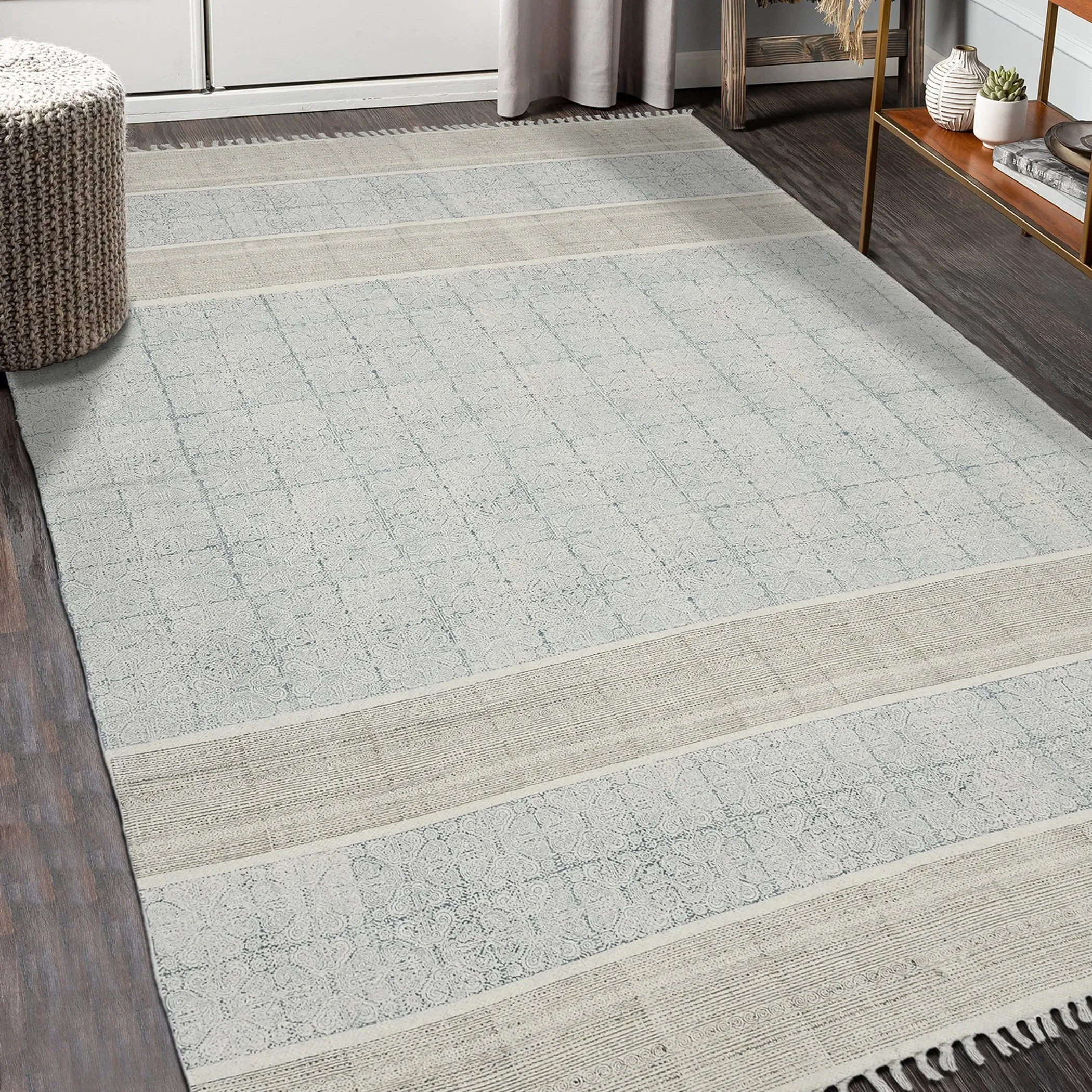 Handmade Transitional Oriental Flatweave Cotton Rug