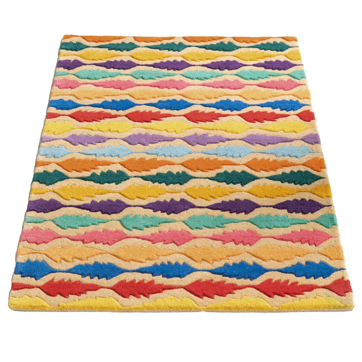 Handtufted Multicolored Leaf Design 100% Wool Area Rug. 3' x 5' Rectangle - 3' x 5'