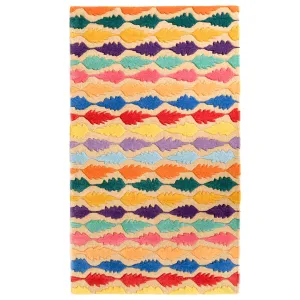 Handtufted Multicolored Leaf Design 100% Wool Area Rug. 3' x 5' Rectangle - 3' x 5'