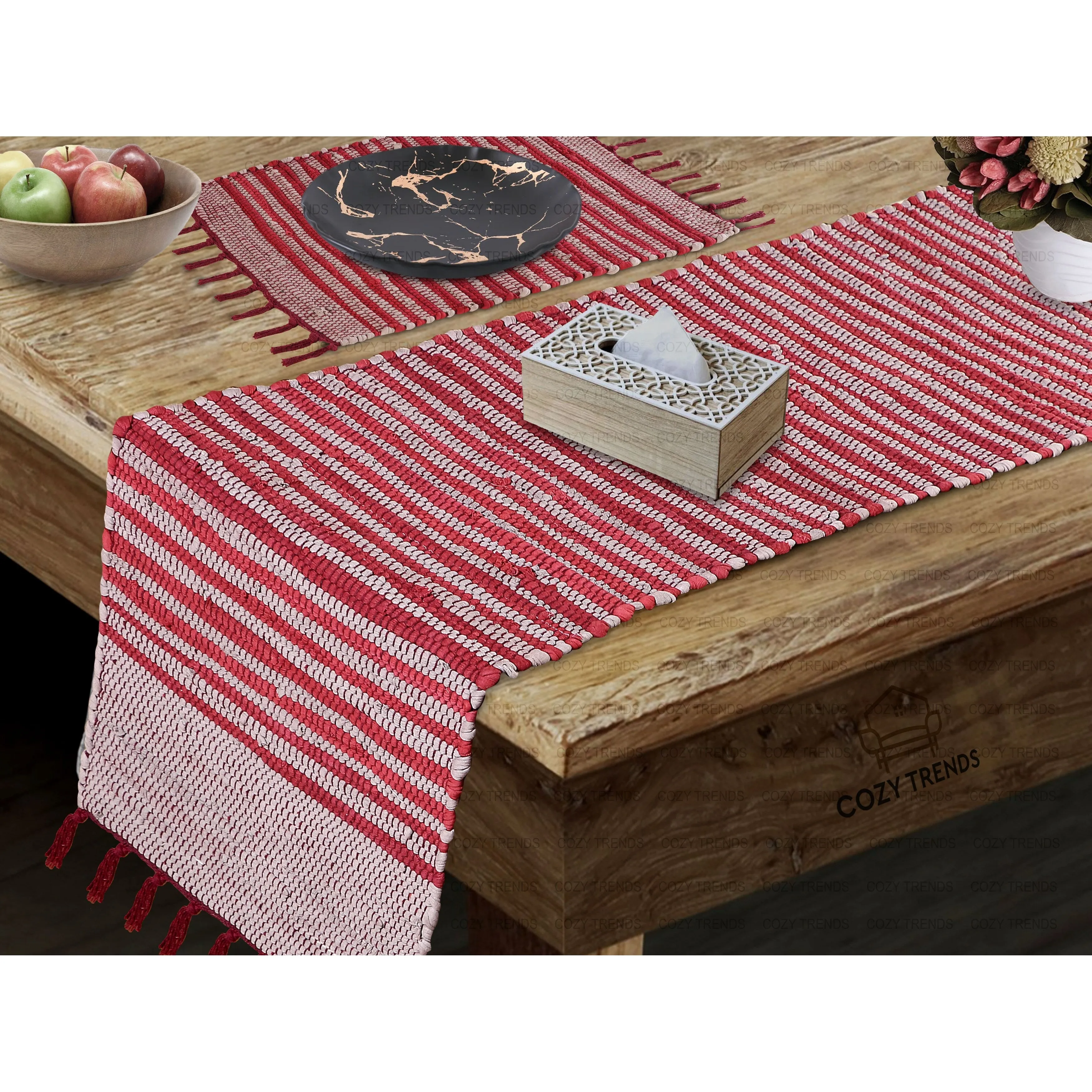 Handwoven Cotton Washable Runner Rugs - Perfect for Kitchen. Hallway. Entryway - 12X108 Inches