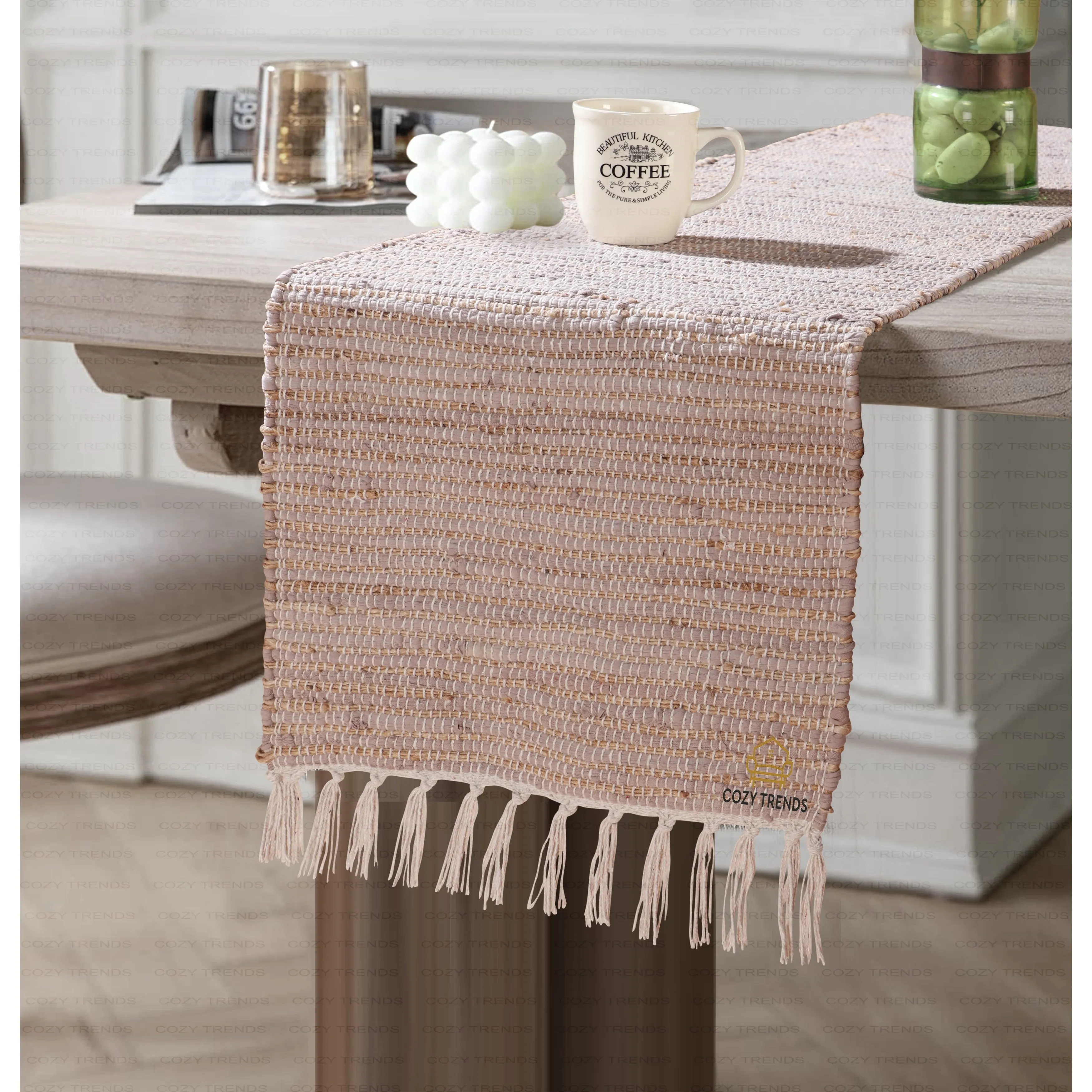 Handwoven Cotton Washable Runner Rugs - Perfect for Kitchen. Hallway. Entryway - 12X108 Inches