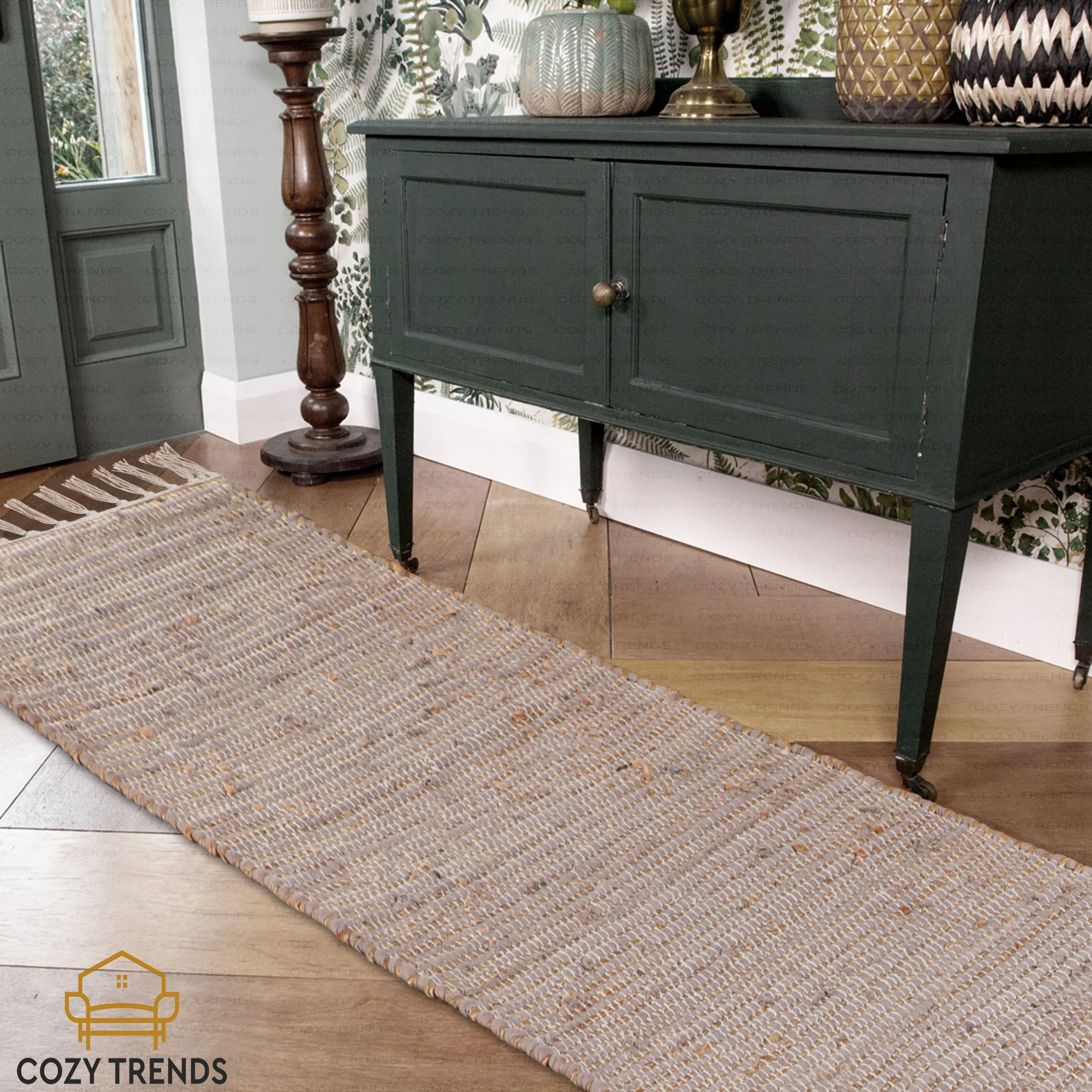 Handwoven Cotton Washable Runner Rugs - Perfect for Kitchen. Hallway. Entryway - 12X108 Inches