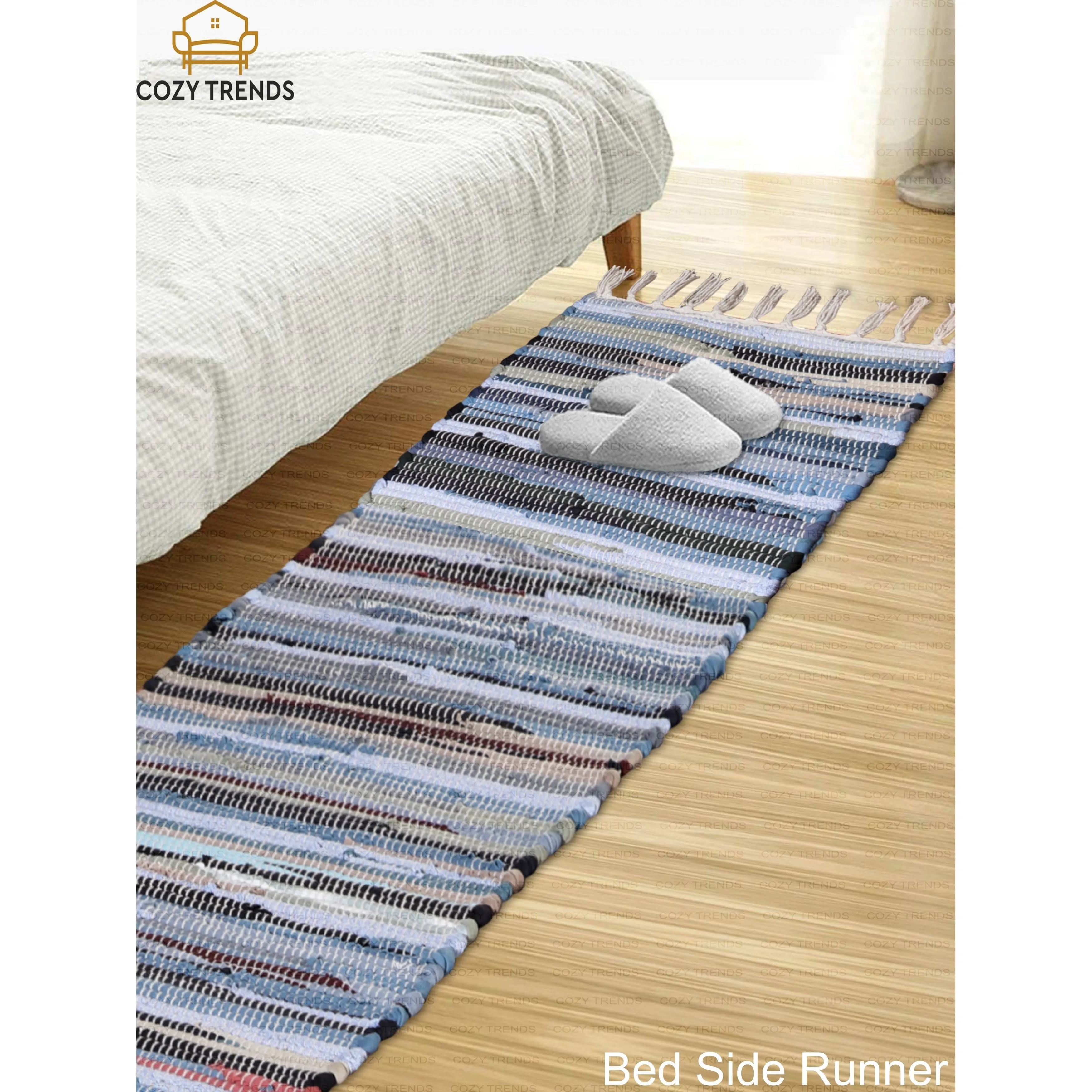 Handwoven Cotton Washable Runner Rugs - Perfect for Kitchen. Hallway. Entryway - 12X108 Inches