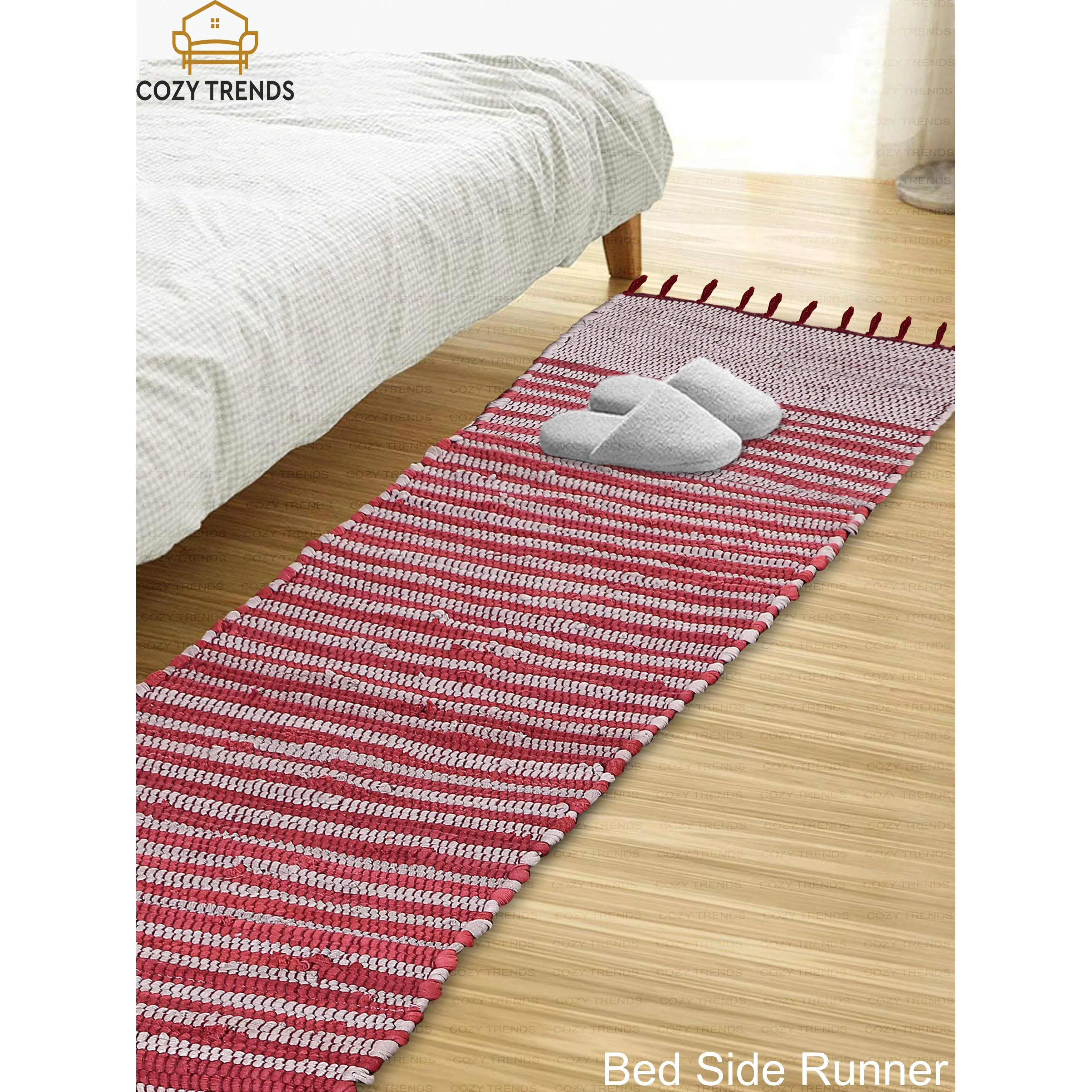 Handwoven Cotton Washable Runner Rugs - Perfect for Kitchen. Hallway. Entryway - 12X108 Inches