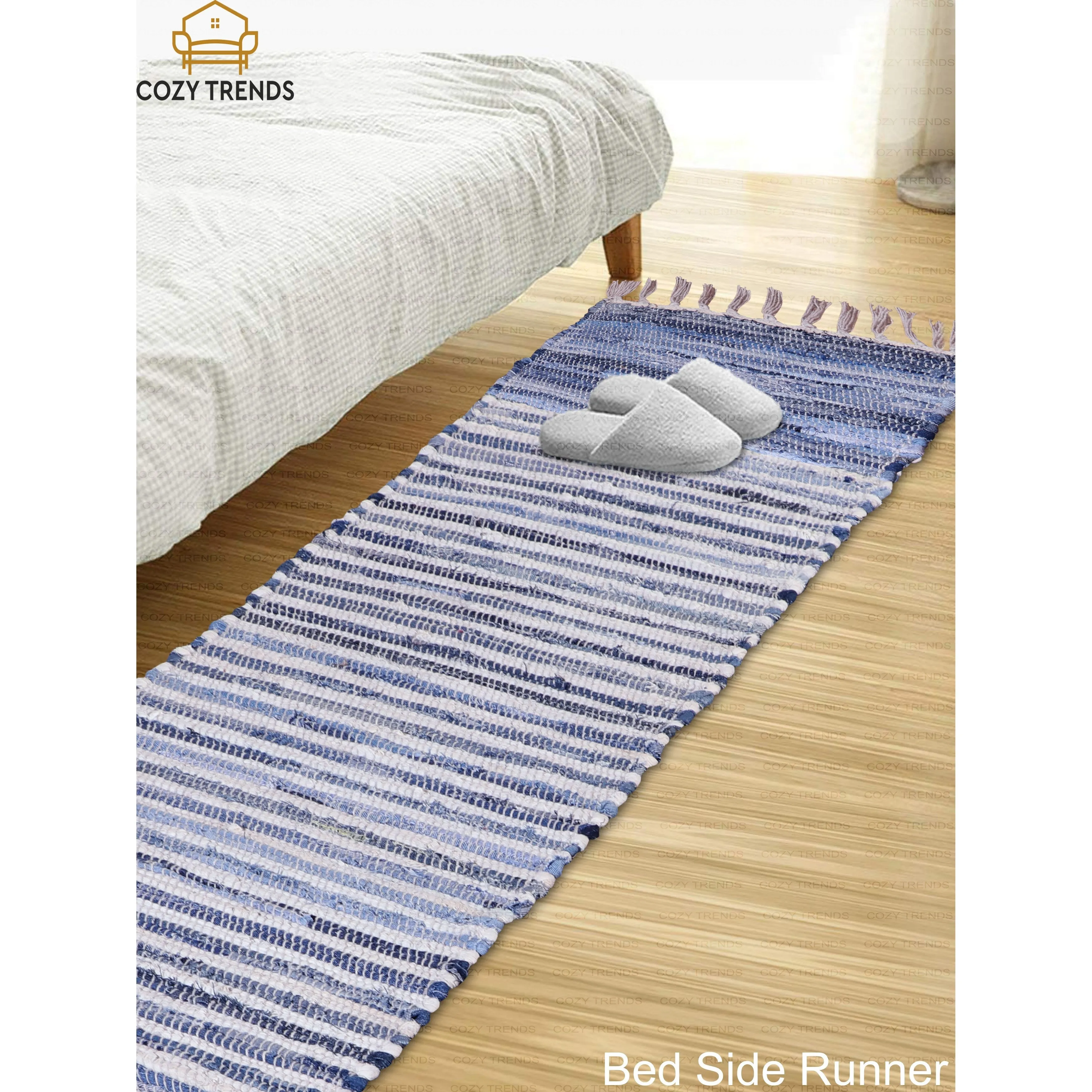 Handwoven Cotton Washable Runner Rugs - Perfect for Kitchen. Hallway. Entryway - 12X108 Inches
