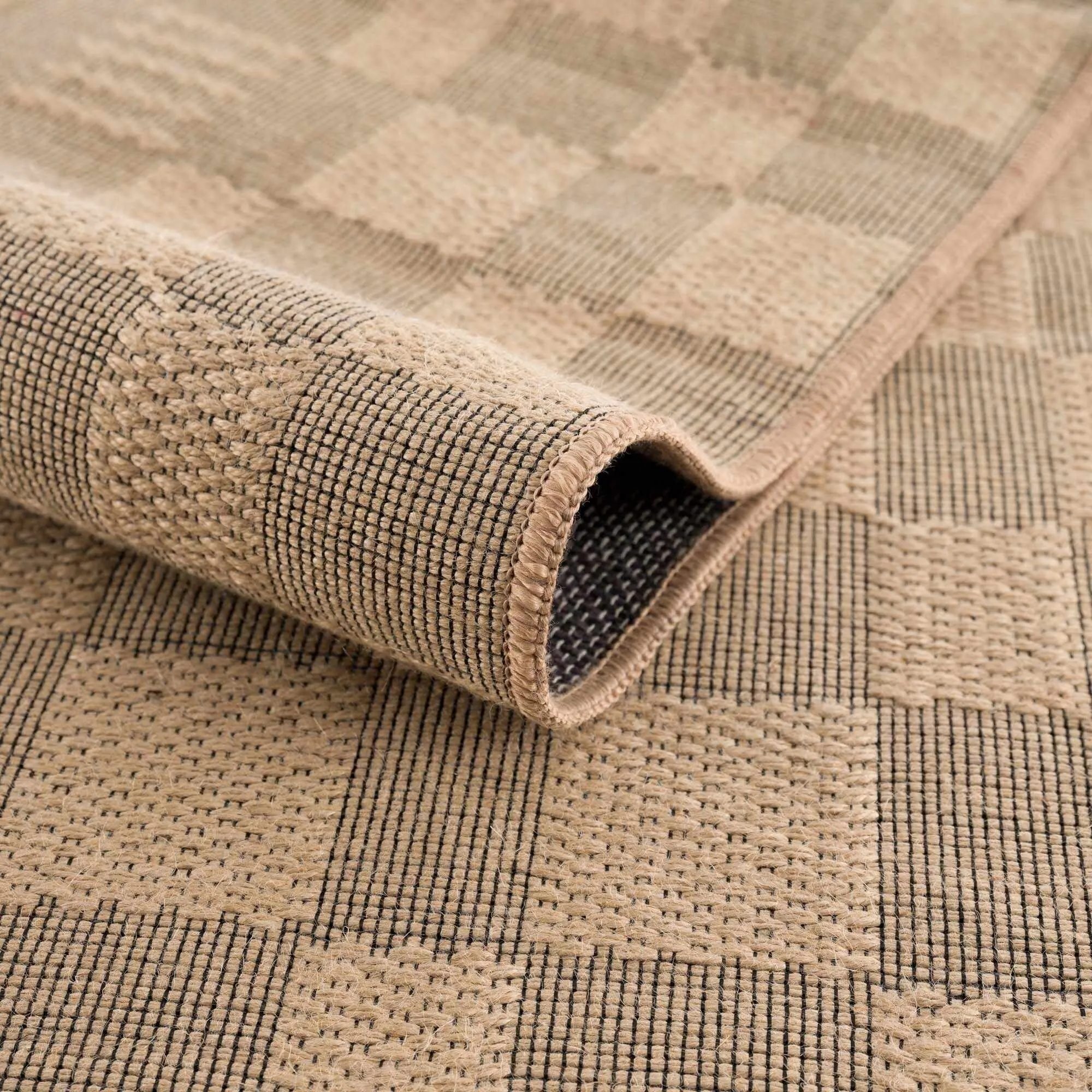 Hauteloom Nairi Machine Washable Jute Checkered Area Rug