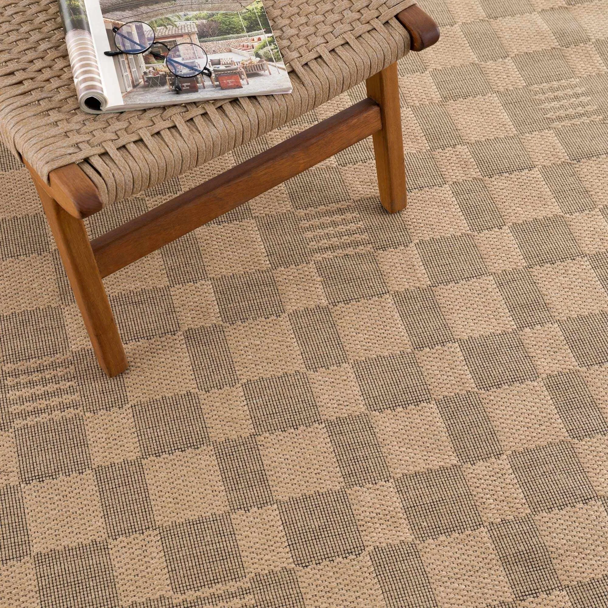 Hauteloom Nairi Machine Washable Jute Checkered Area Rug