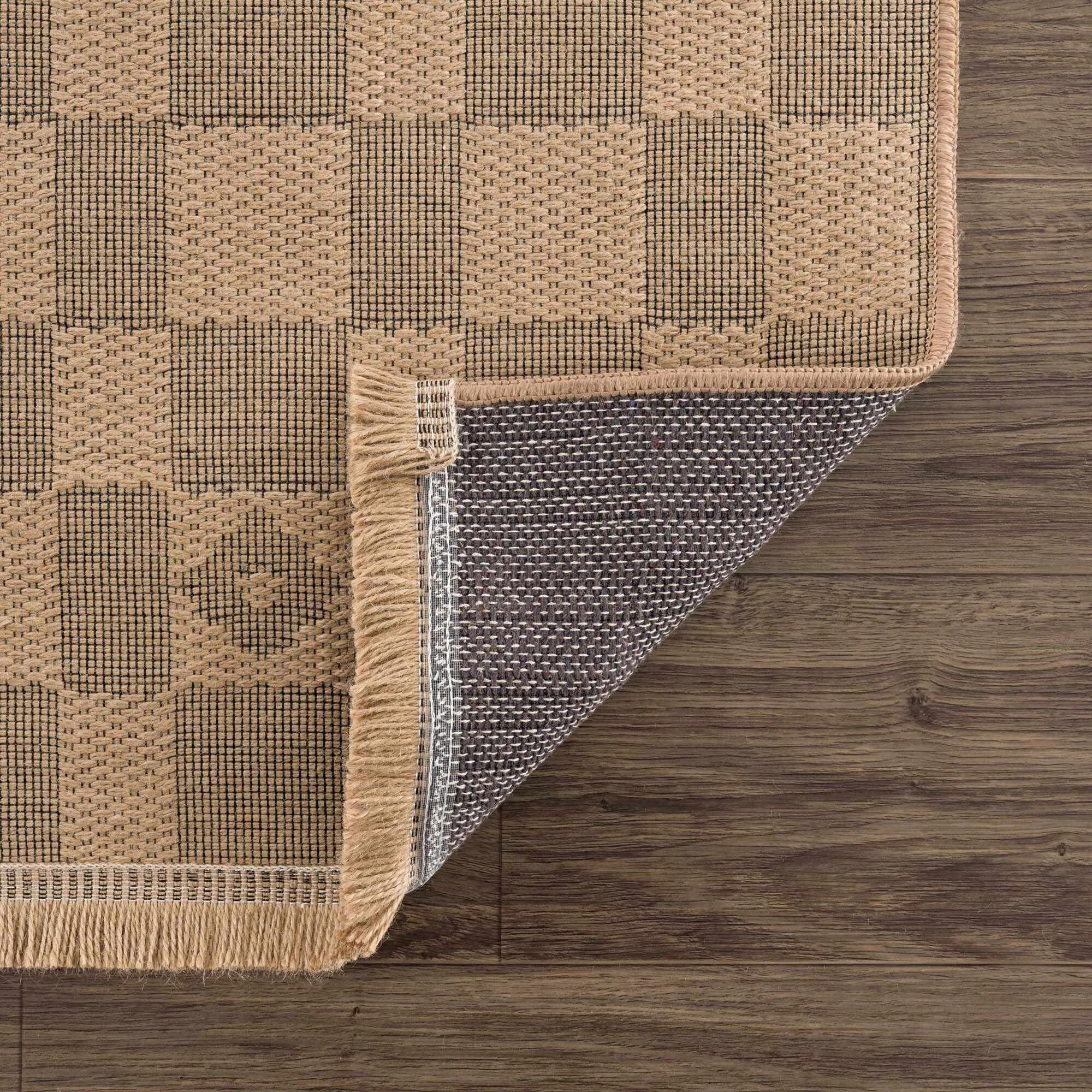 Hauteloom Nairi Machine Washable Jute Checkered Area Rug