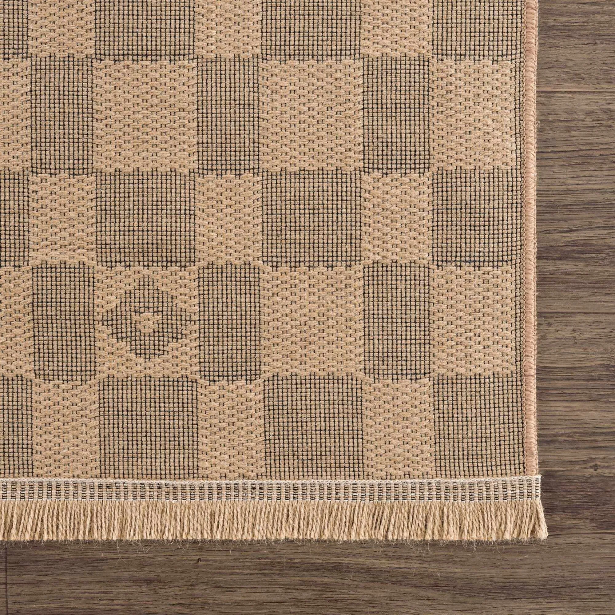 Hauteloom Nairi Machine Washable Jute Checkered Area Rug