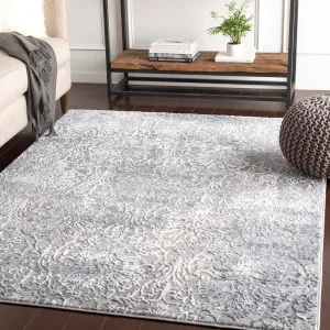 Hermia Navy & Grey Damask Area Rug - 6' 7 x 9' 6