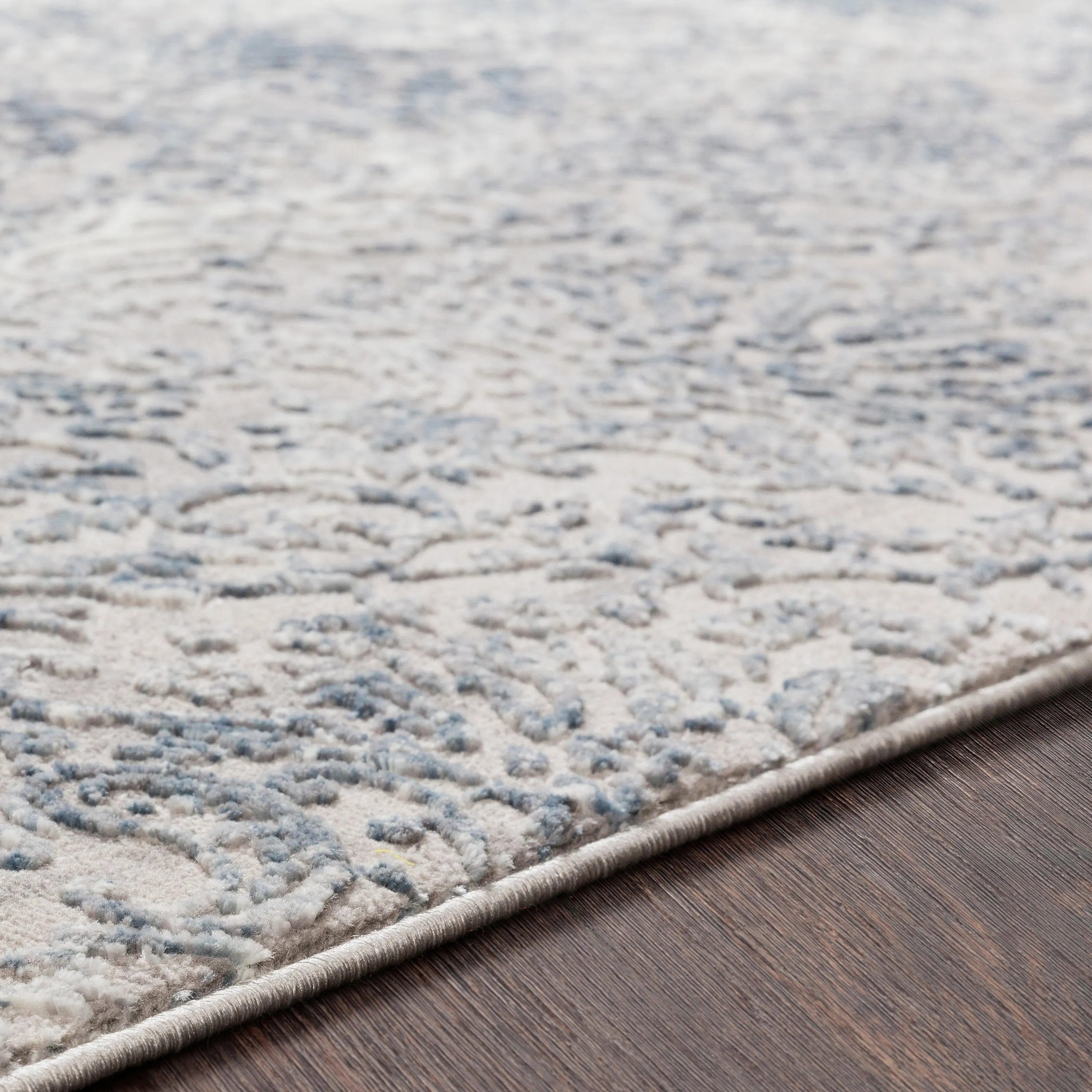 Hermia Navy & Grey Damask Area Rug - 6' 7 x 9' 6