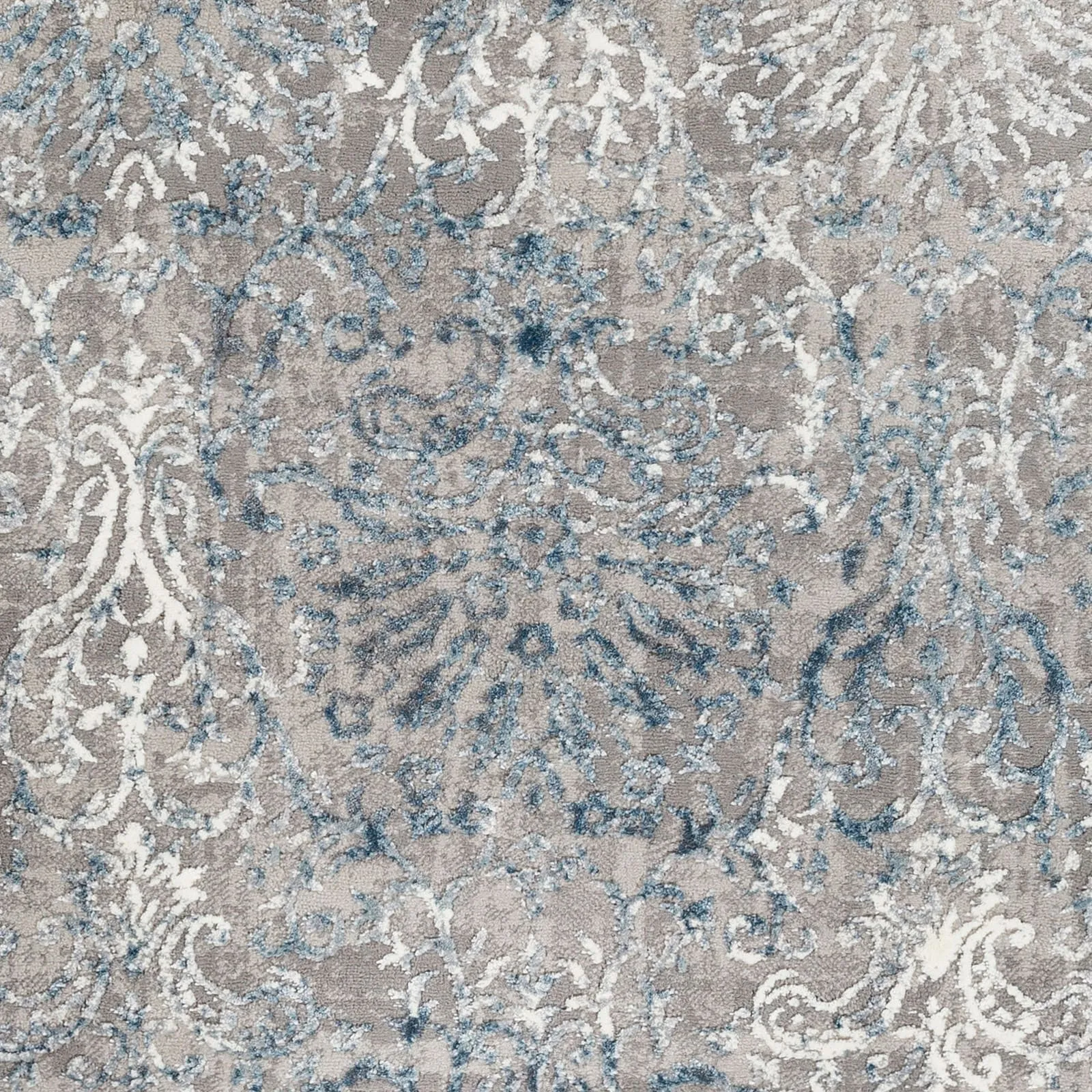 Hermia Navy & Grey Damask Area Rug - 6' 7 x 9' 6