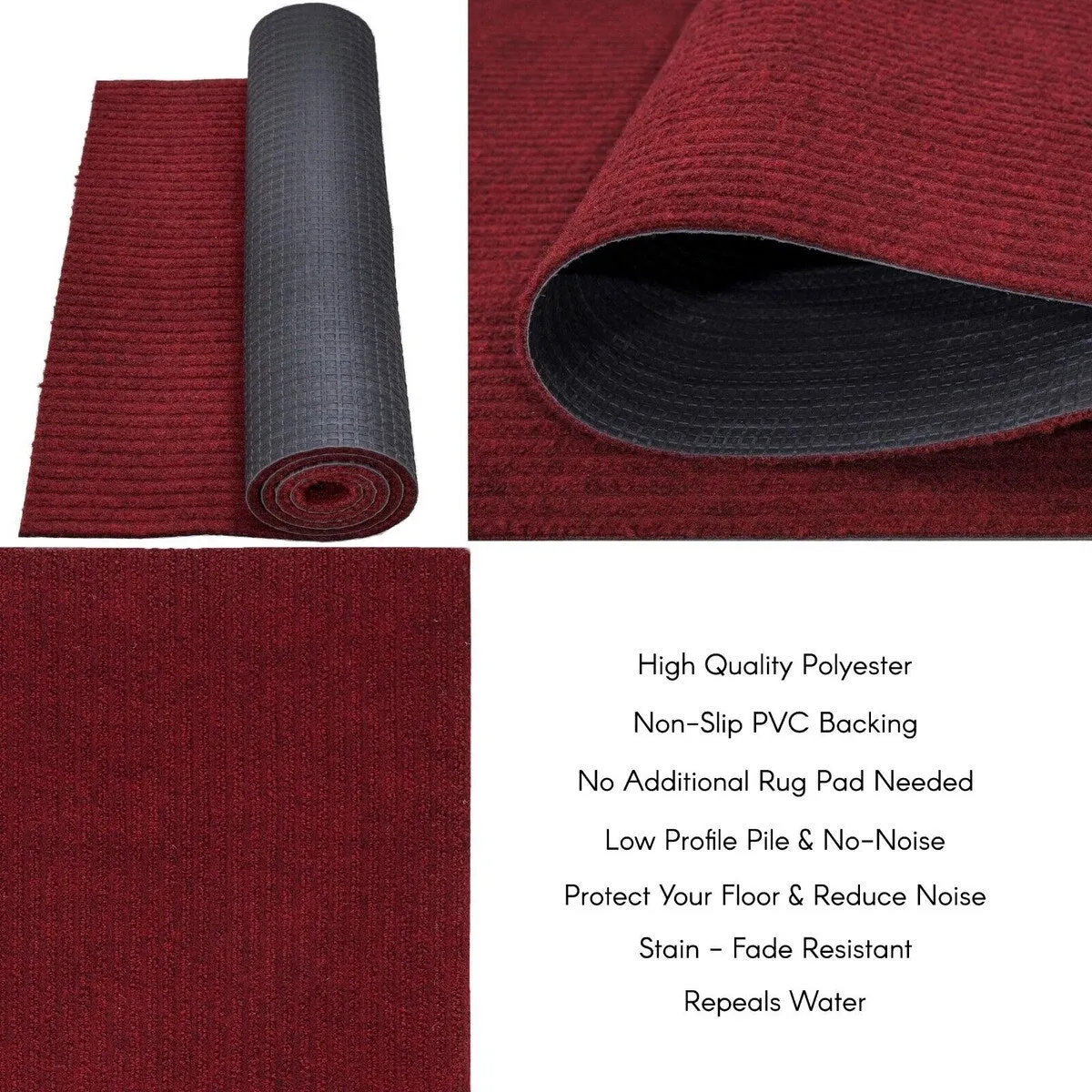 High-Quality Outdoor/Indoor Carpet Runner Rug with Non-Slip PVC Backing 36'' wide