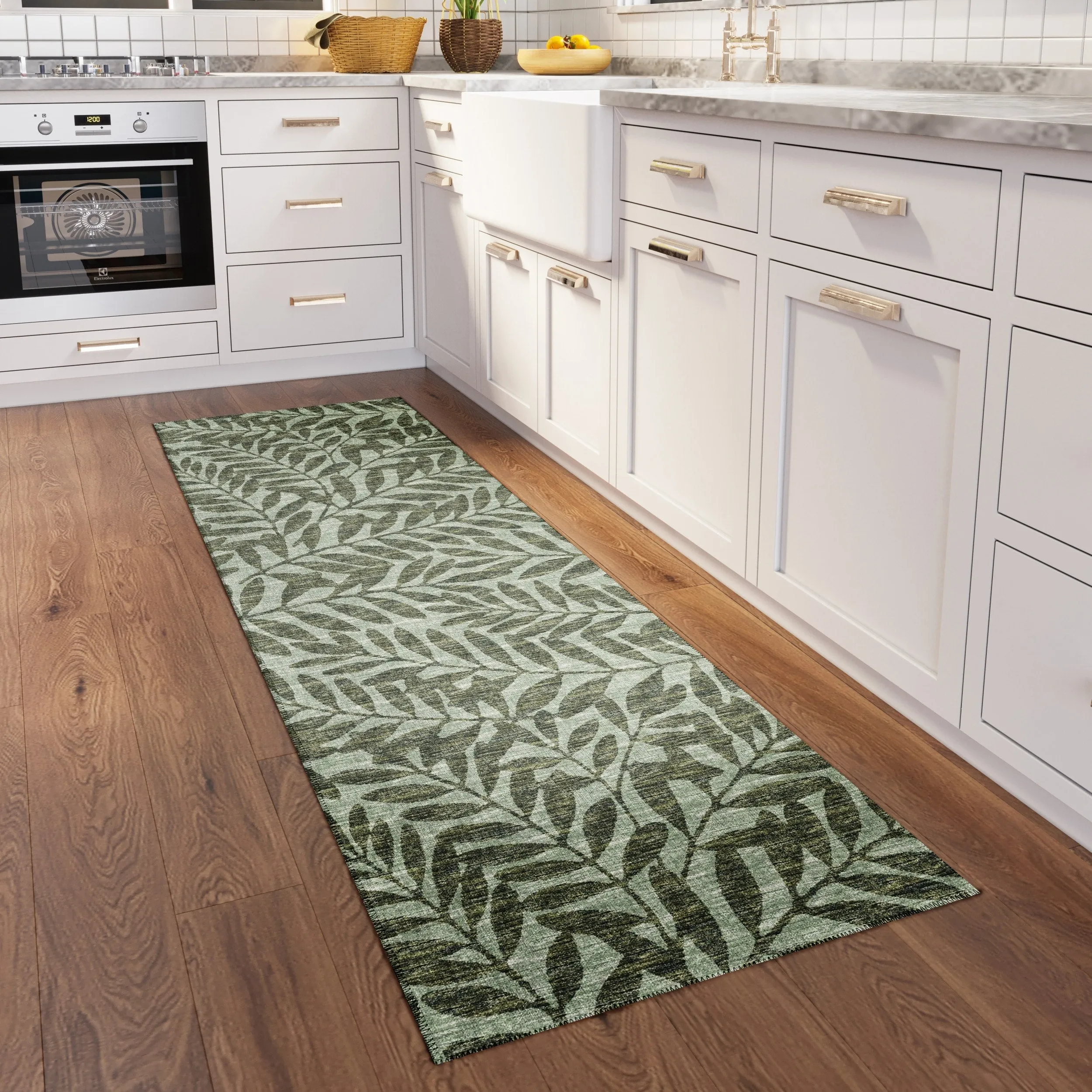 Indoor/ Outdoor Addison Yuma Foliage Motif Washable Area Rug