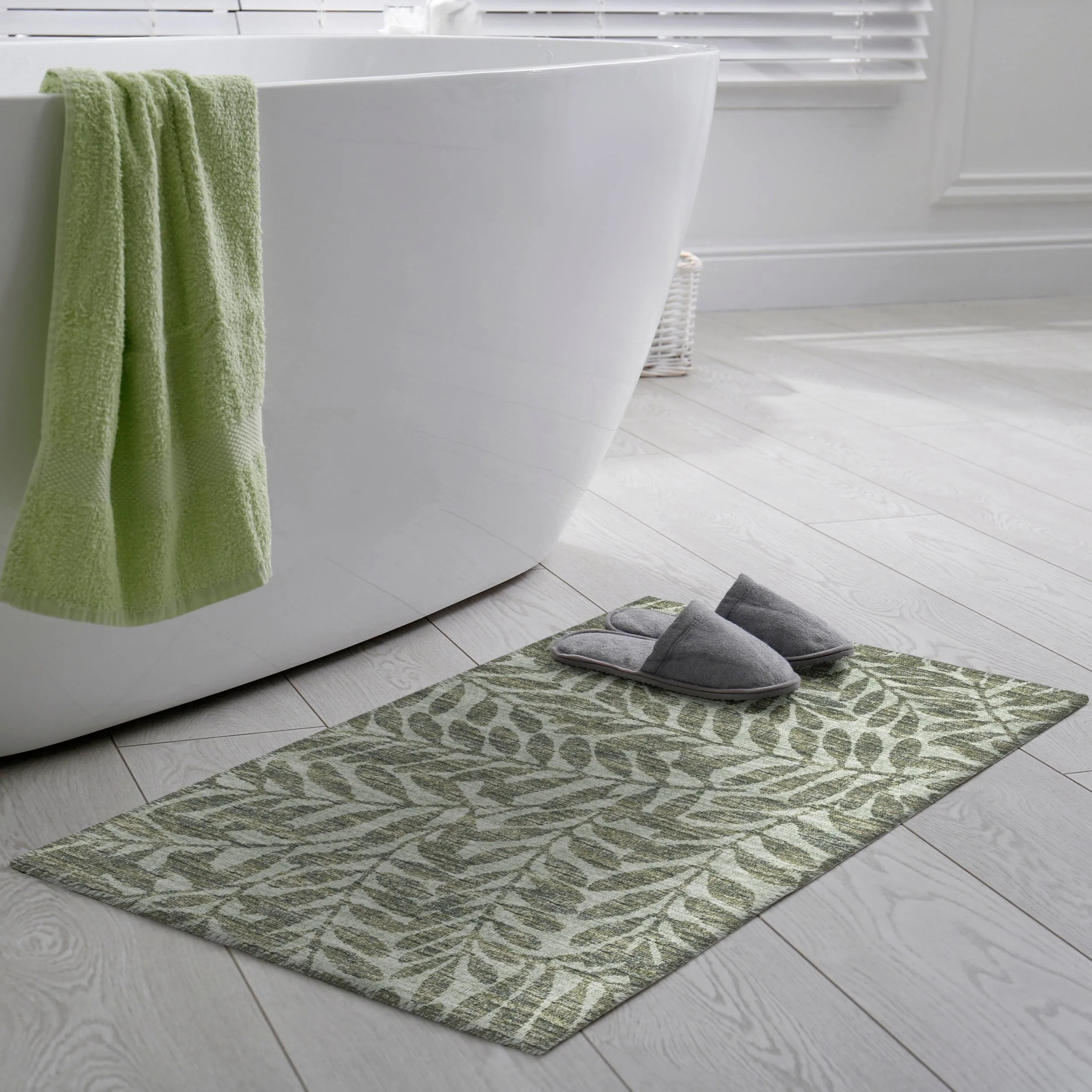 Indoor/ Outdoor Addison Yuma Foliage Motif Washable Area Rug