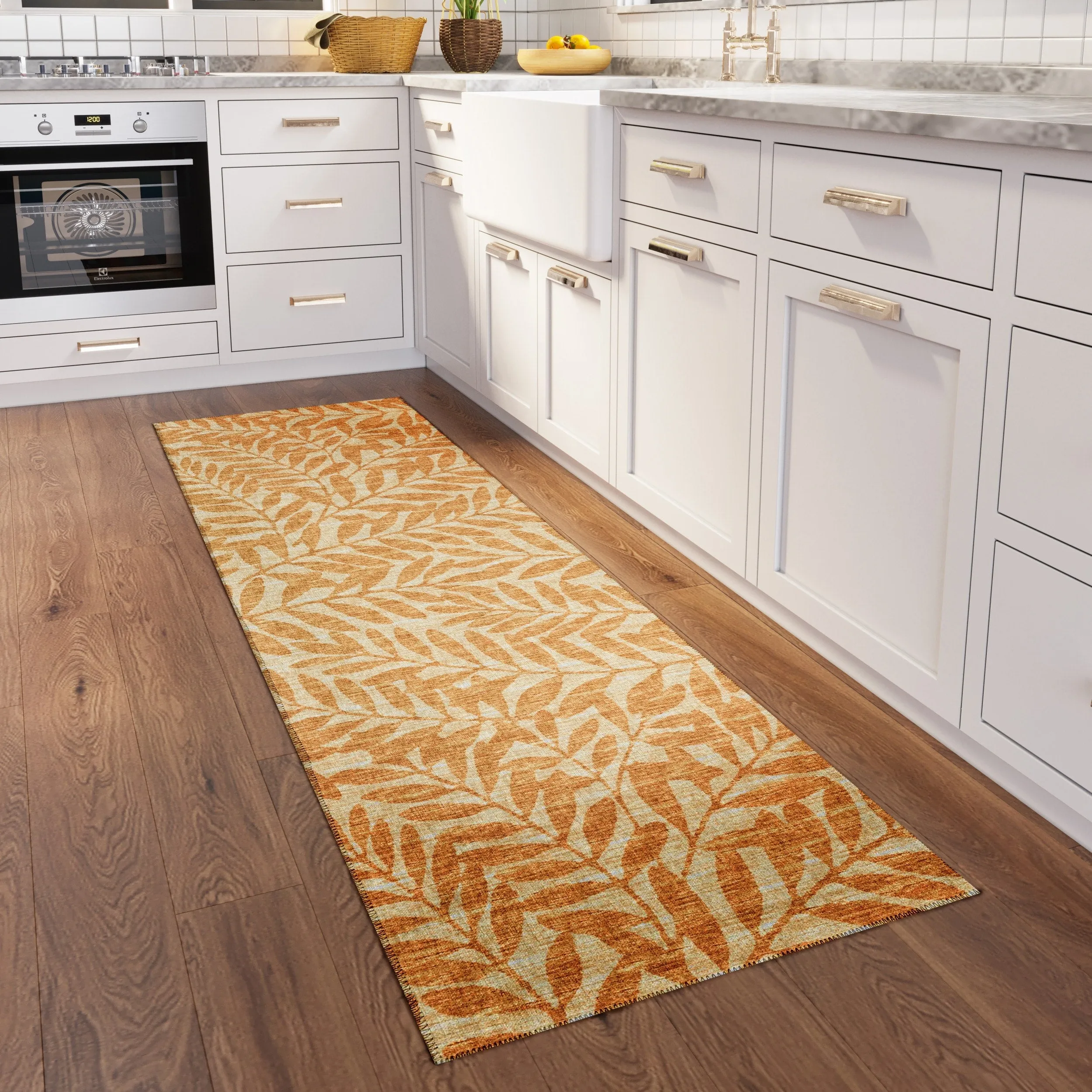 Indoor/ Outdoor Addison Yuma Foliage Motif Washable Area Rug
